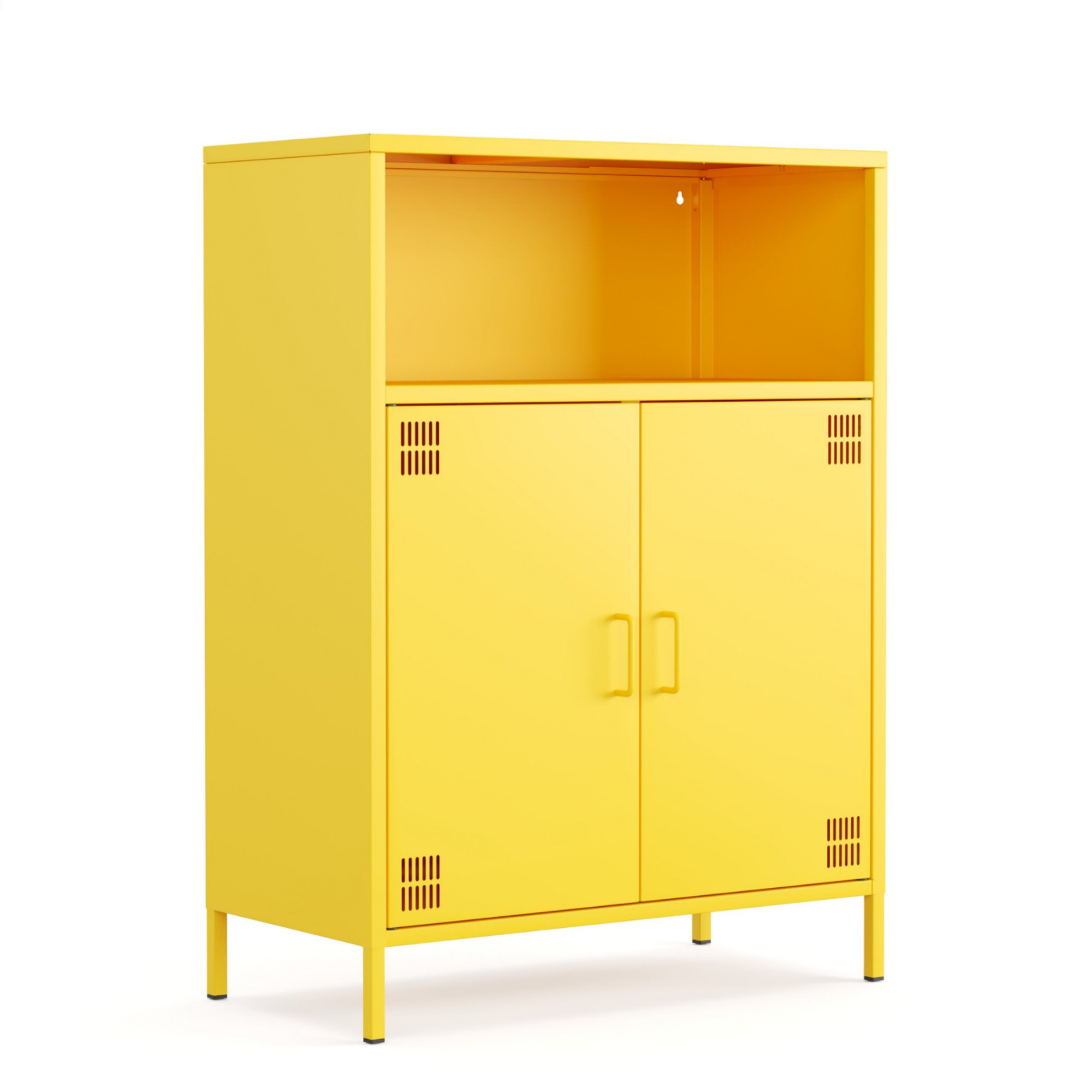 Pera Metal Dolap 2 Kapılı, Açık Raflı 80,50 x 40 x 109,50 cm - Ral 1018 Sarı
