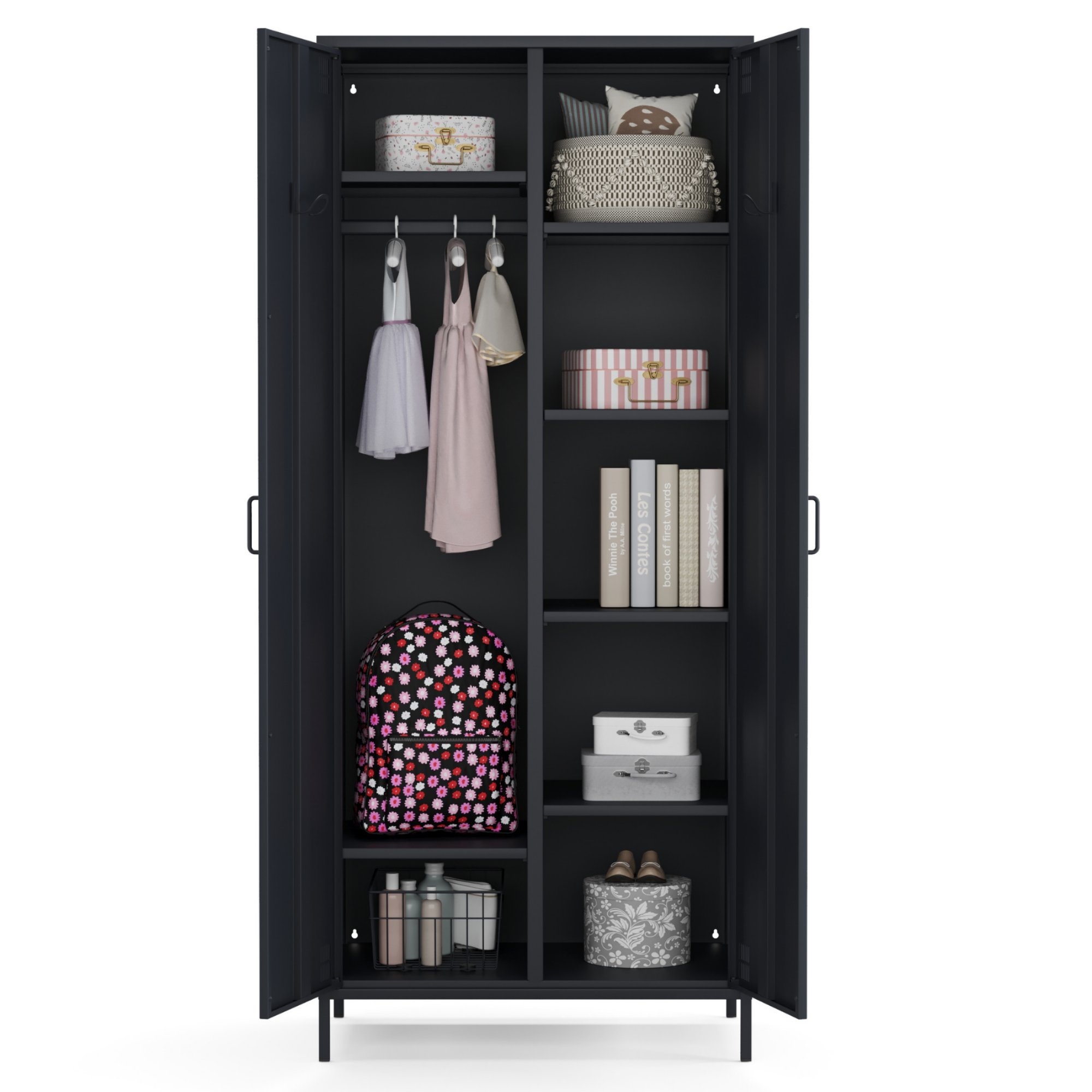 Pera Metal Elbise Dolabı, Soyunma Dolabı, İki Kapılı, 80,50 x 50 x 189,50 cm - Ral 7016 Antrasit