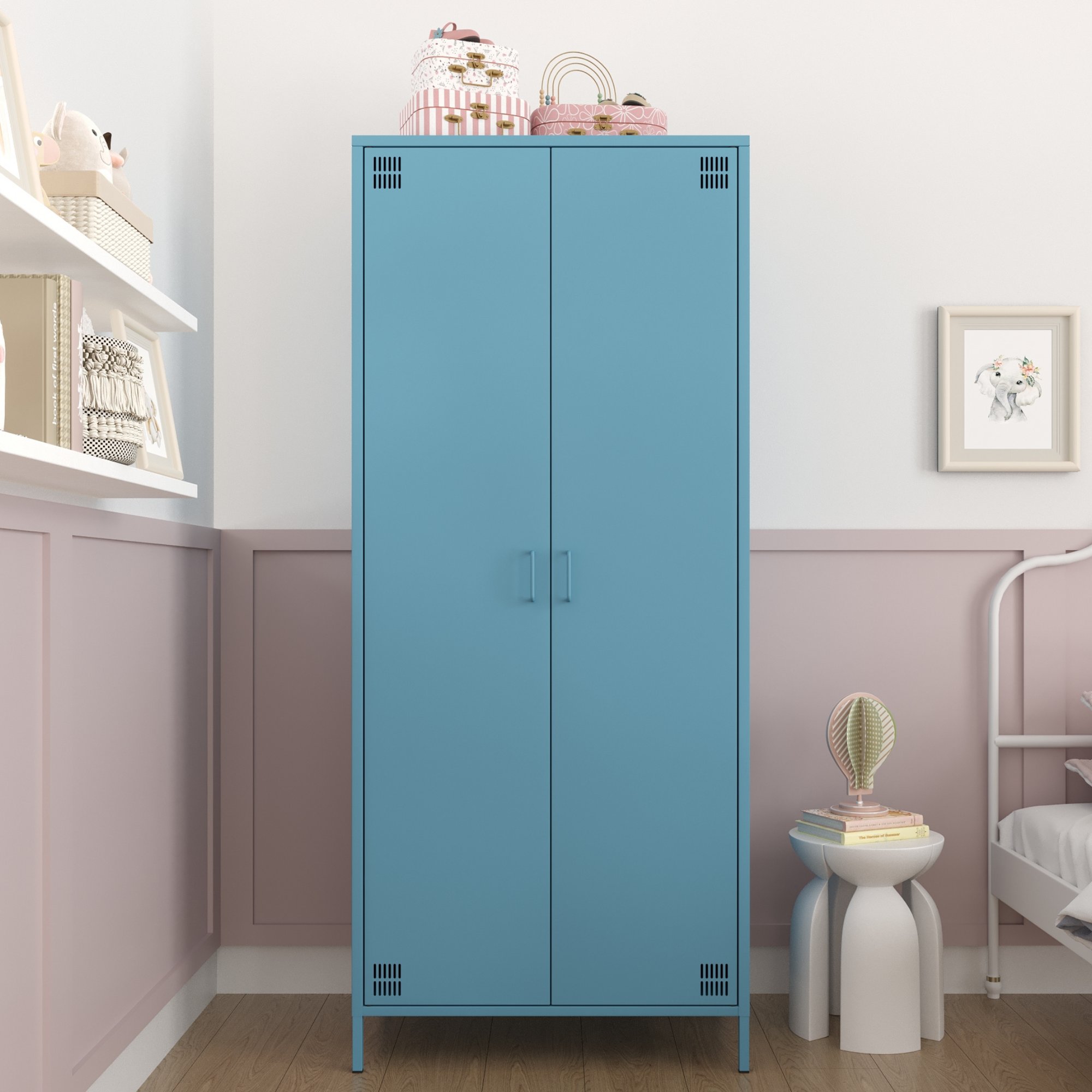 Pera Metal Elbise Dolabı, Soyunma Dolabı, İki Kapılı, 80,50 x 50 x 189,50 cm - Ral 5024 Mavi