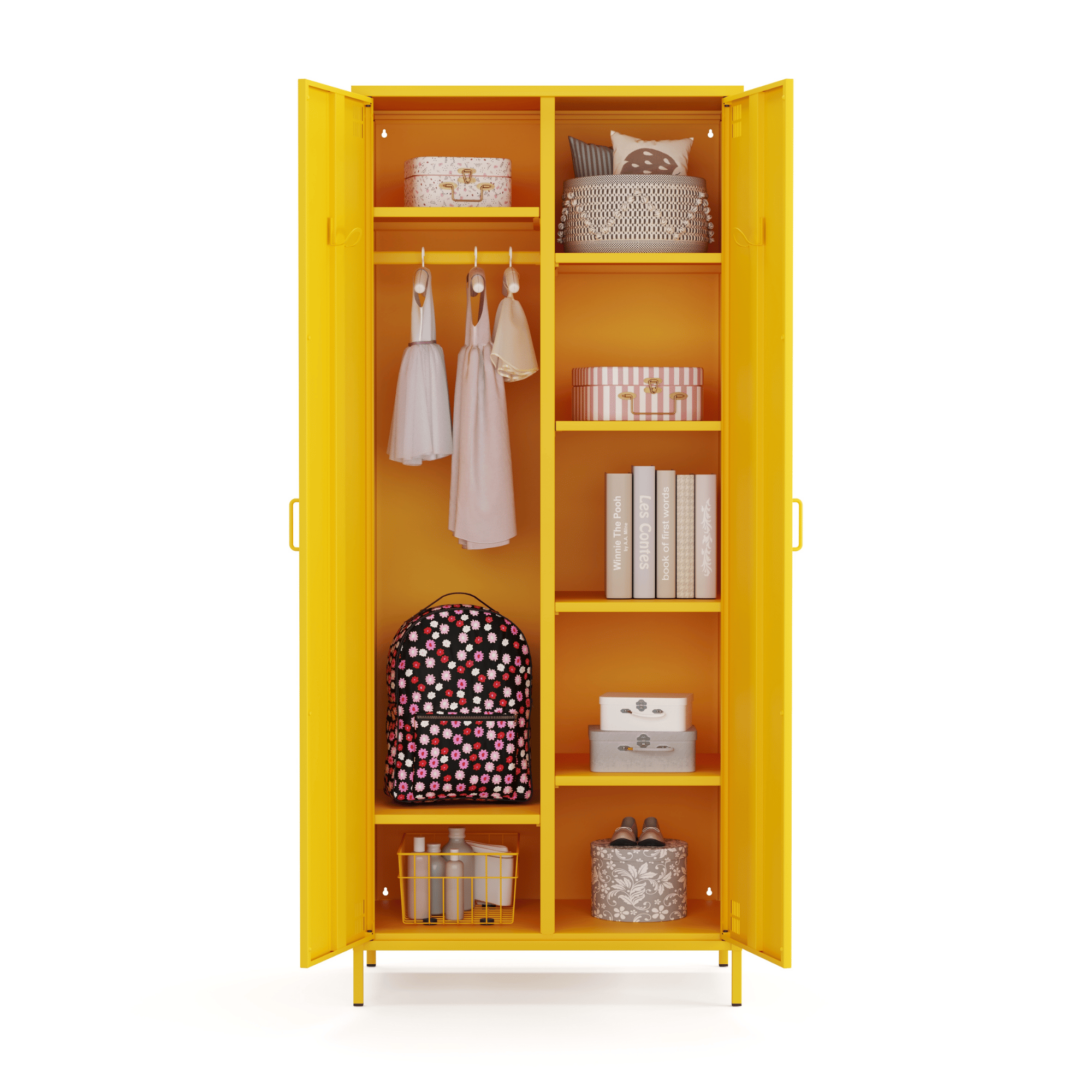 Pera Metal Elbise Dolabı, Soyunma Dolabı, İki Kapılı, 80,50 x 50 x 189,50 cm - Ral 1018 Sarı