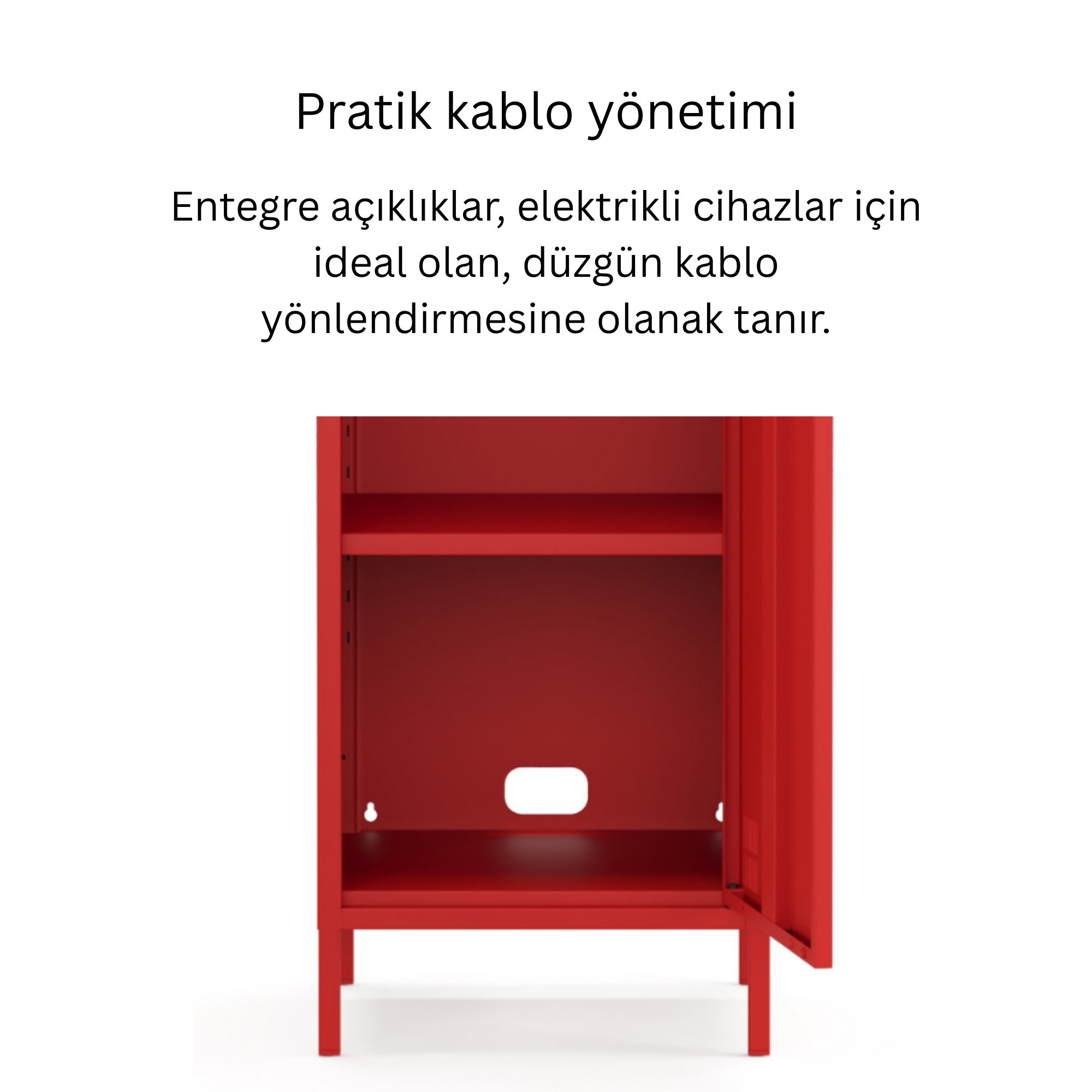 Pera Metal Elbise Dolabı, Soyunma Dolabı, Tek Kapılı, 41,50 x 40 x 189,50 cm - Ral 3020 Kırmızı