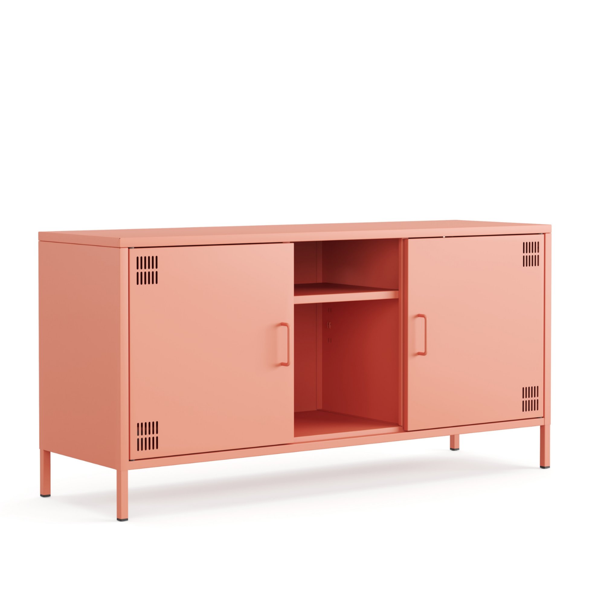 Pera Tv Ünitesi, Tv Dolabı,2 Kapaklı, Açık Raflı 130,50 x 40 x 64,50 cm - Ral 3022 Somon