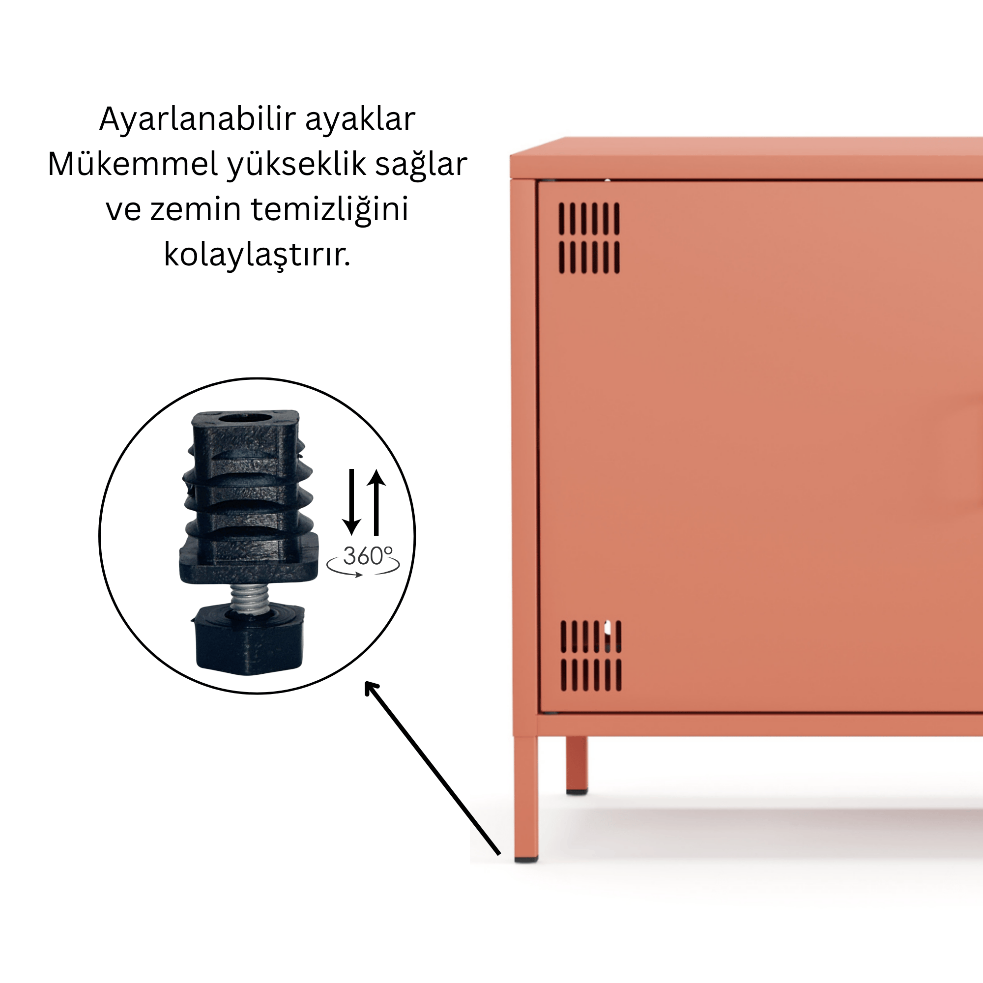 Pera Tv Ünitesi, Tv Dolabı,2 Kapaklı, Açık Raflı 130,50 x 40 x 64,50 cm - Ral 3022 Somon