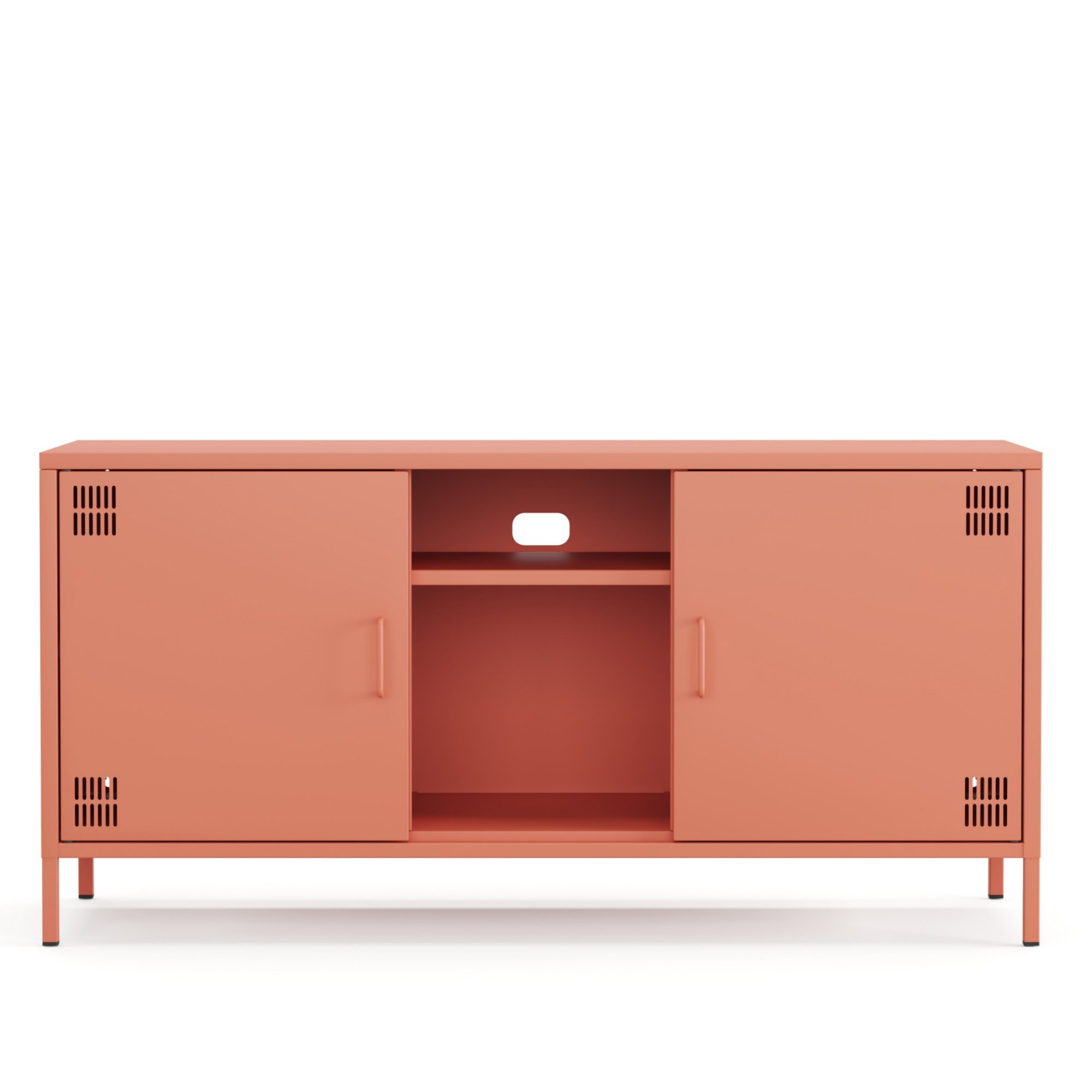 Pera Tv Ünitesi, Tv Dolabı,2 Kapaklı, Açık Raflı 130,50 x 40 x 64,50 cm - Ral 3022 Somon