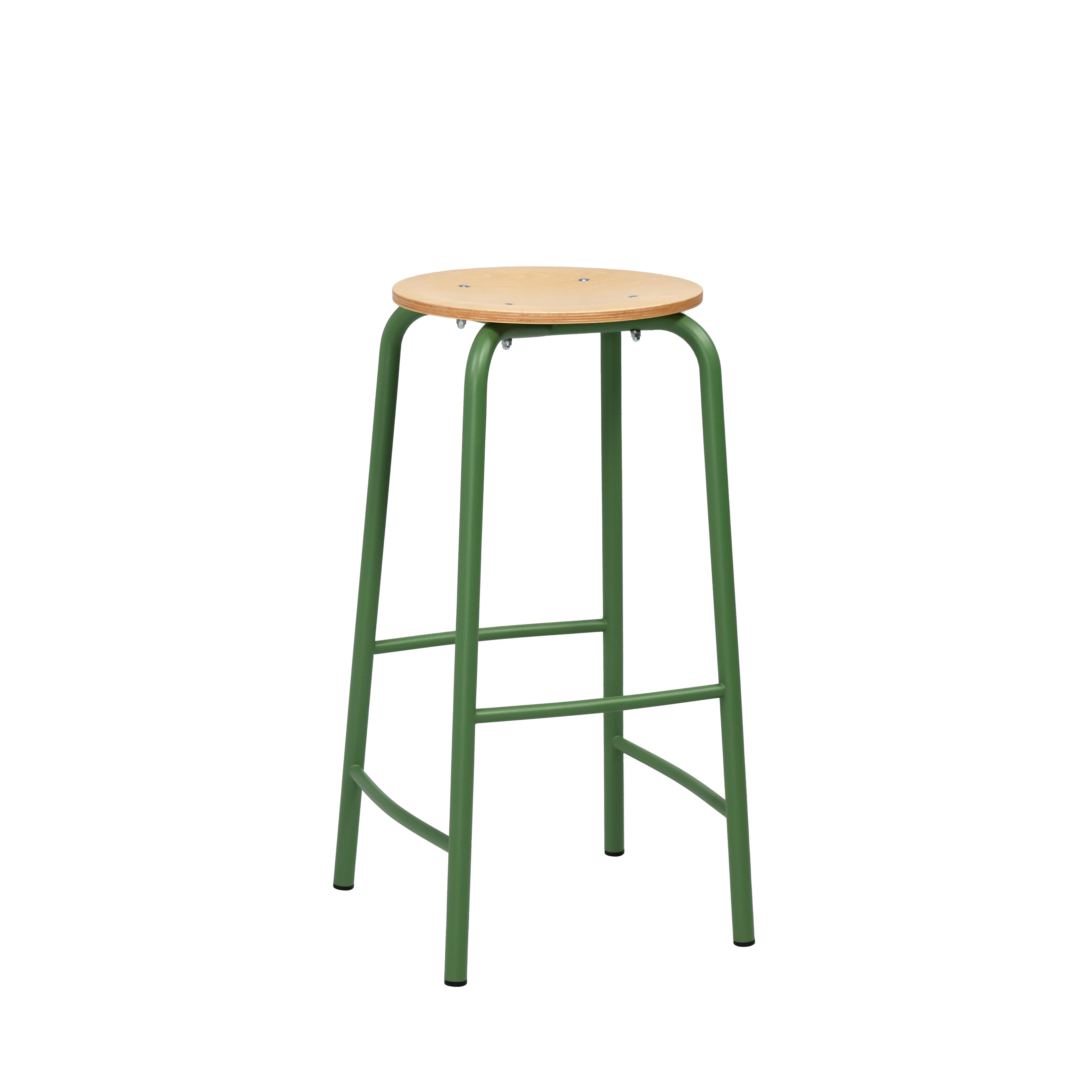 Tabure Büyük Ayak Yeşil Ral 6011- Kayın Tabla