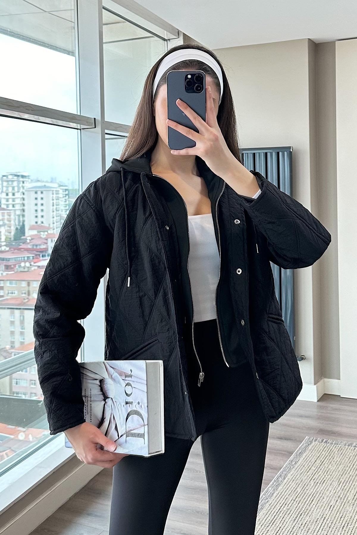 ÇIKARTILABİLİR SWEAT DETAY KAPİTONE MONT-Siyah