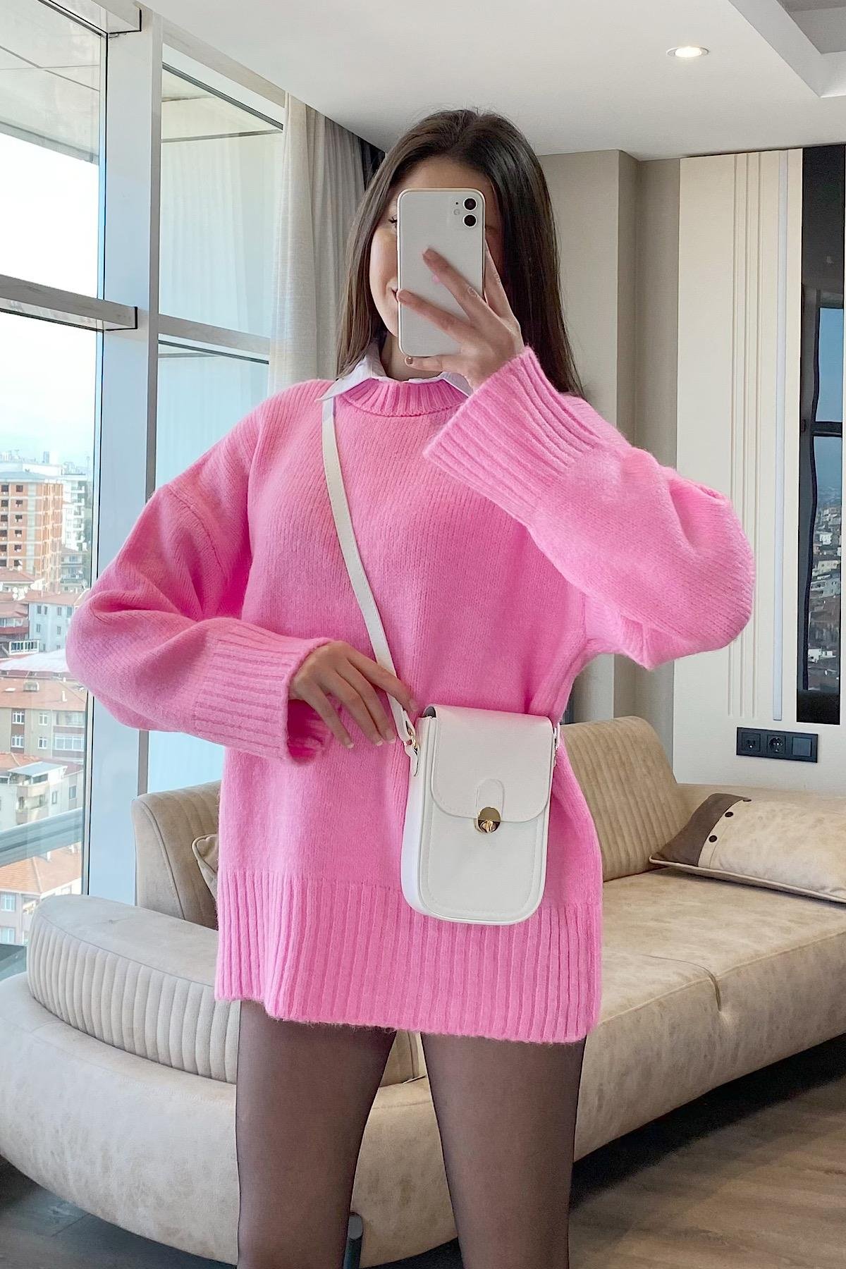 HOLA OVERSİZE TRİKO KAZAK-Pembe
