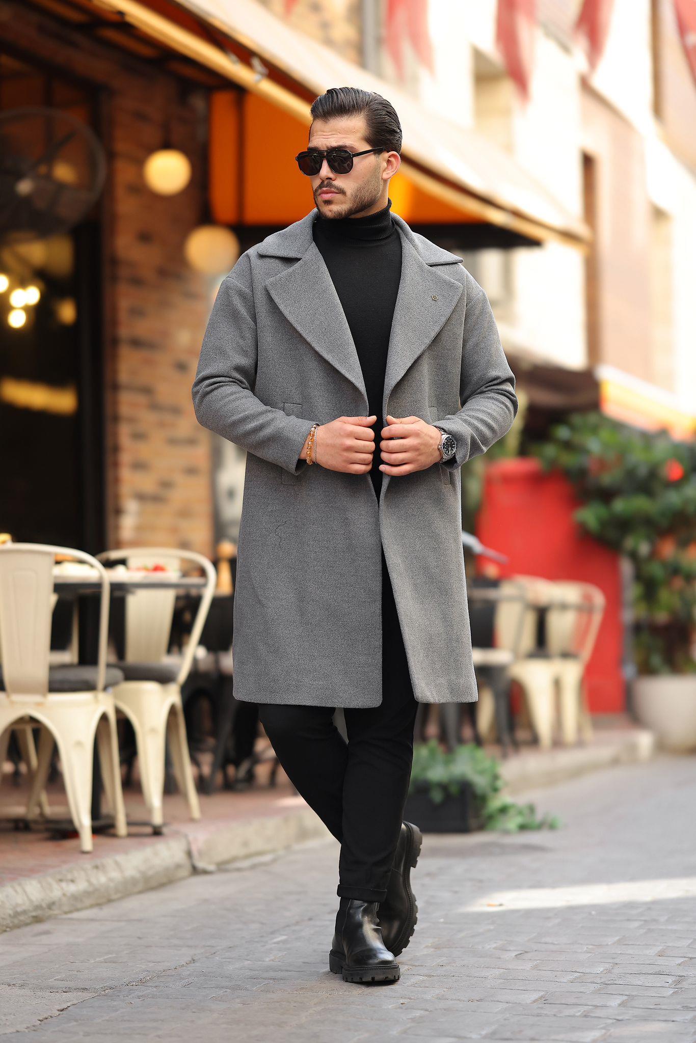Oversize Kaşe Kaban Premium Kalite Antrasit
