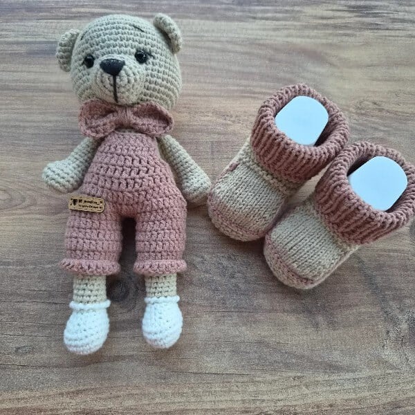 Amigurumi ayıcık ve patik 2 Li set