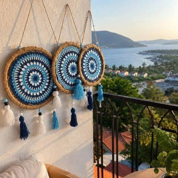 En Örgüsü Nazar Boncuk Desenli Balkon Süsü