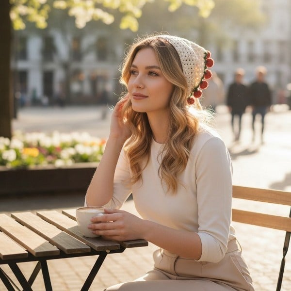 Gül detaylı bandana