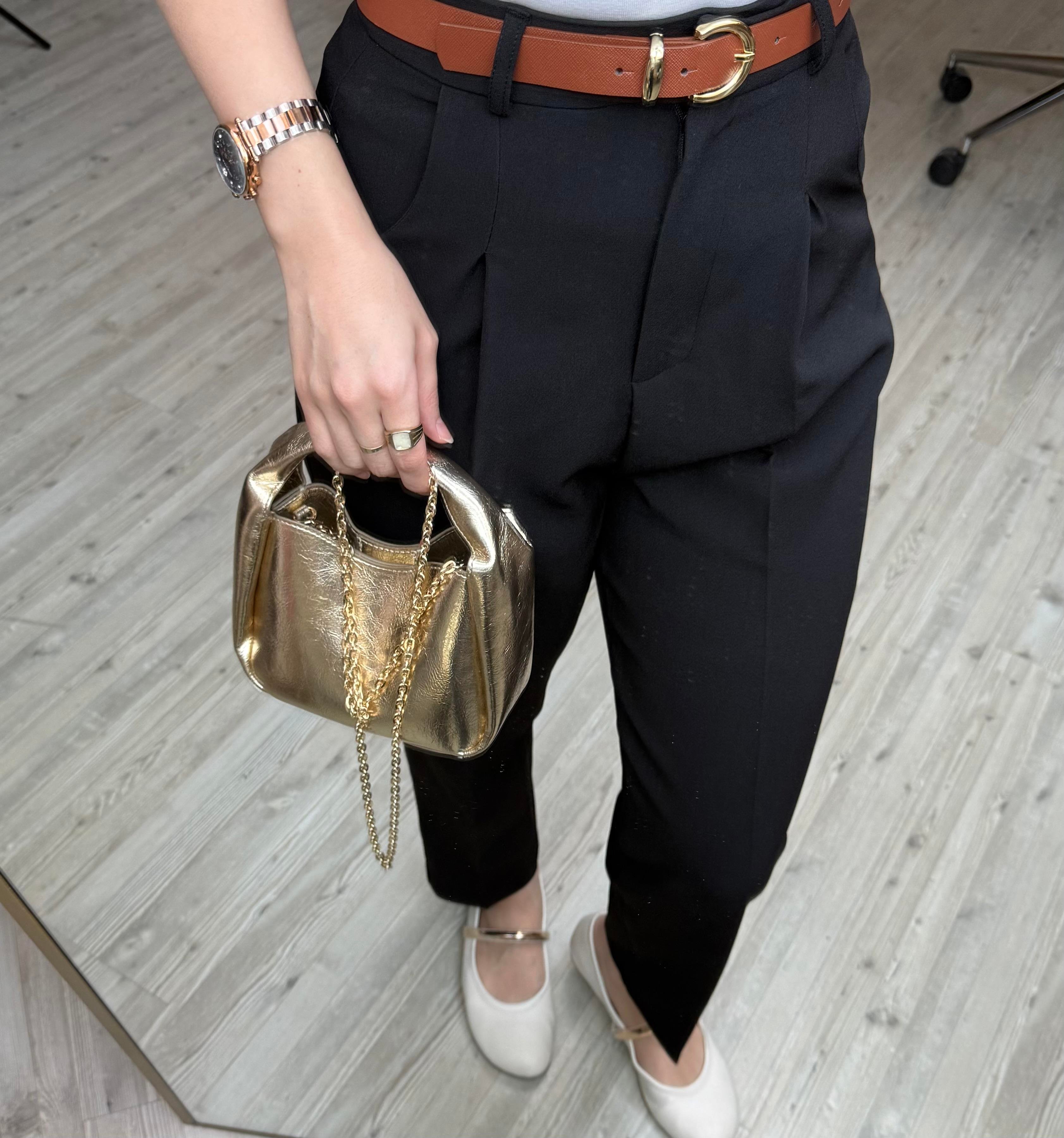 Kemerli Basic Pantolon-Siyah