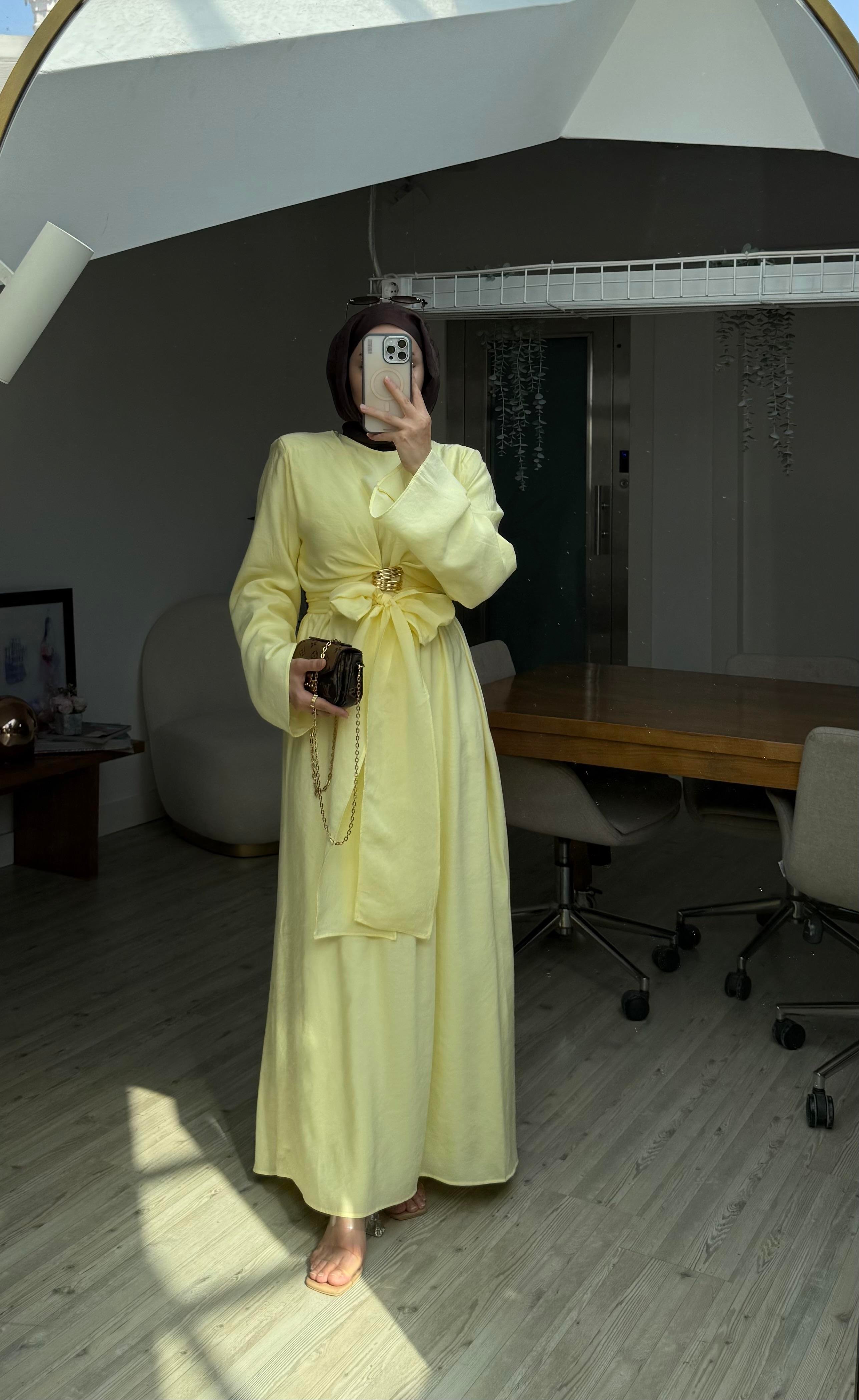 Lilyum Tasarım Elbise- Sarı