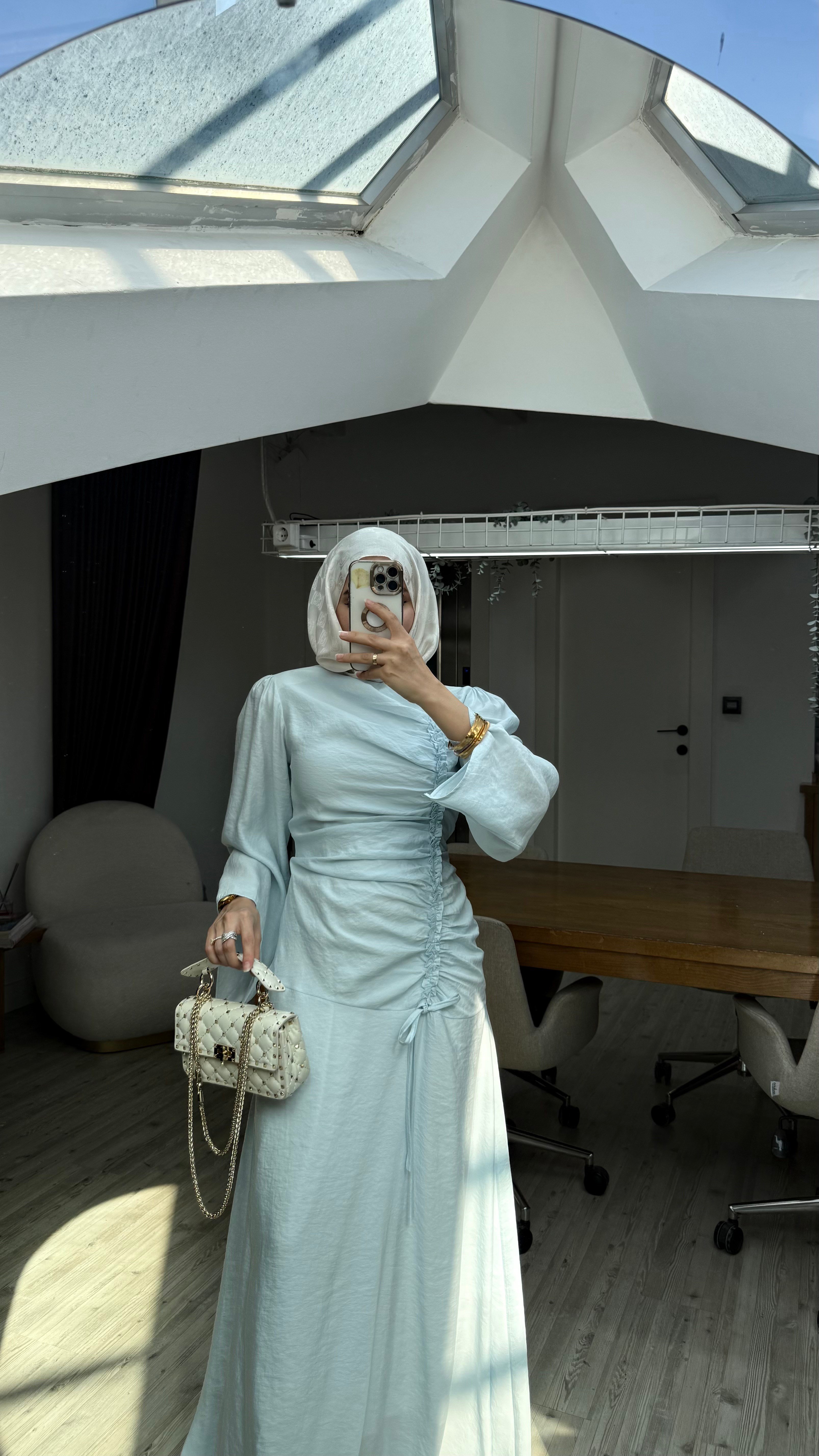 Sofia Tasarım Tensel Elbise Mavi