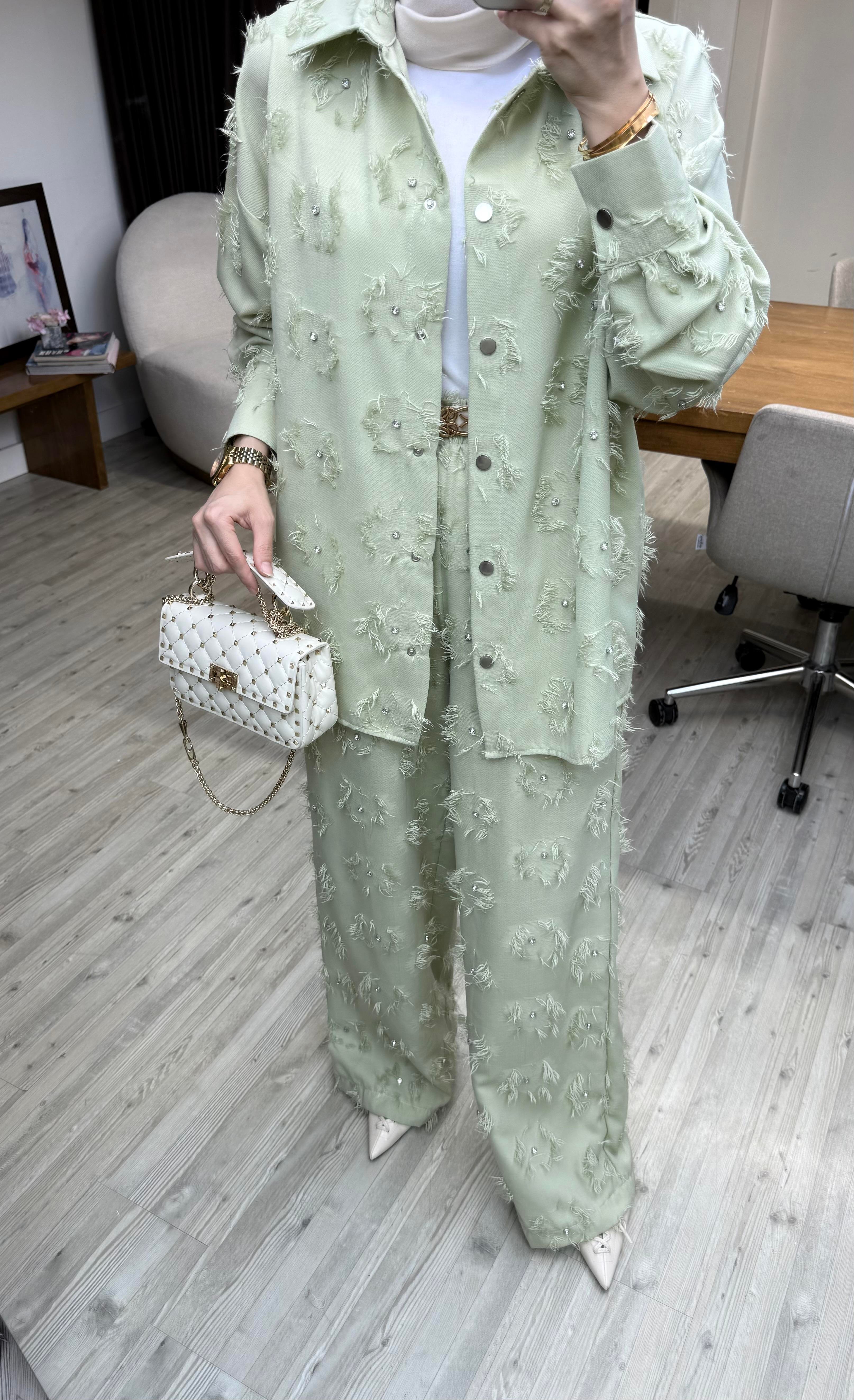 Swarovski Taşlı Takım -Olive
