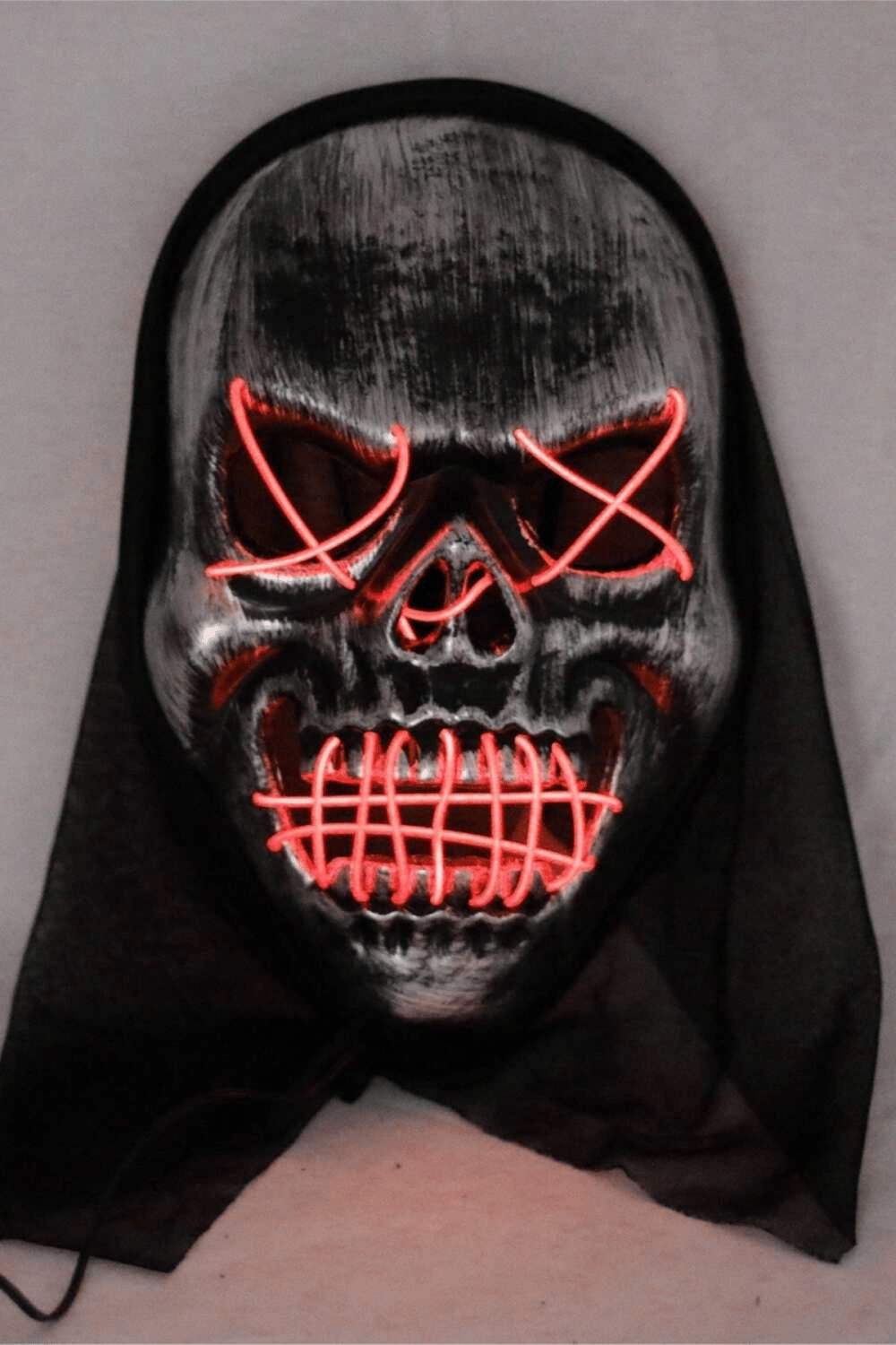 Halloween Işıklı Astarlı Kurukafa Maske Kırmızı 