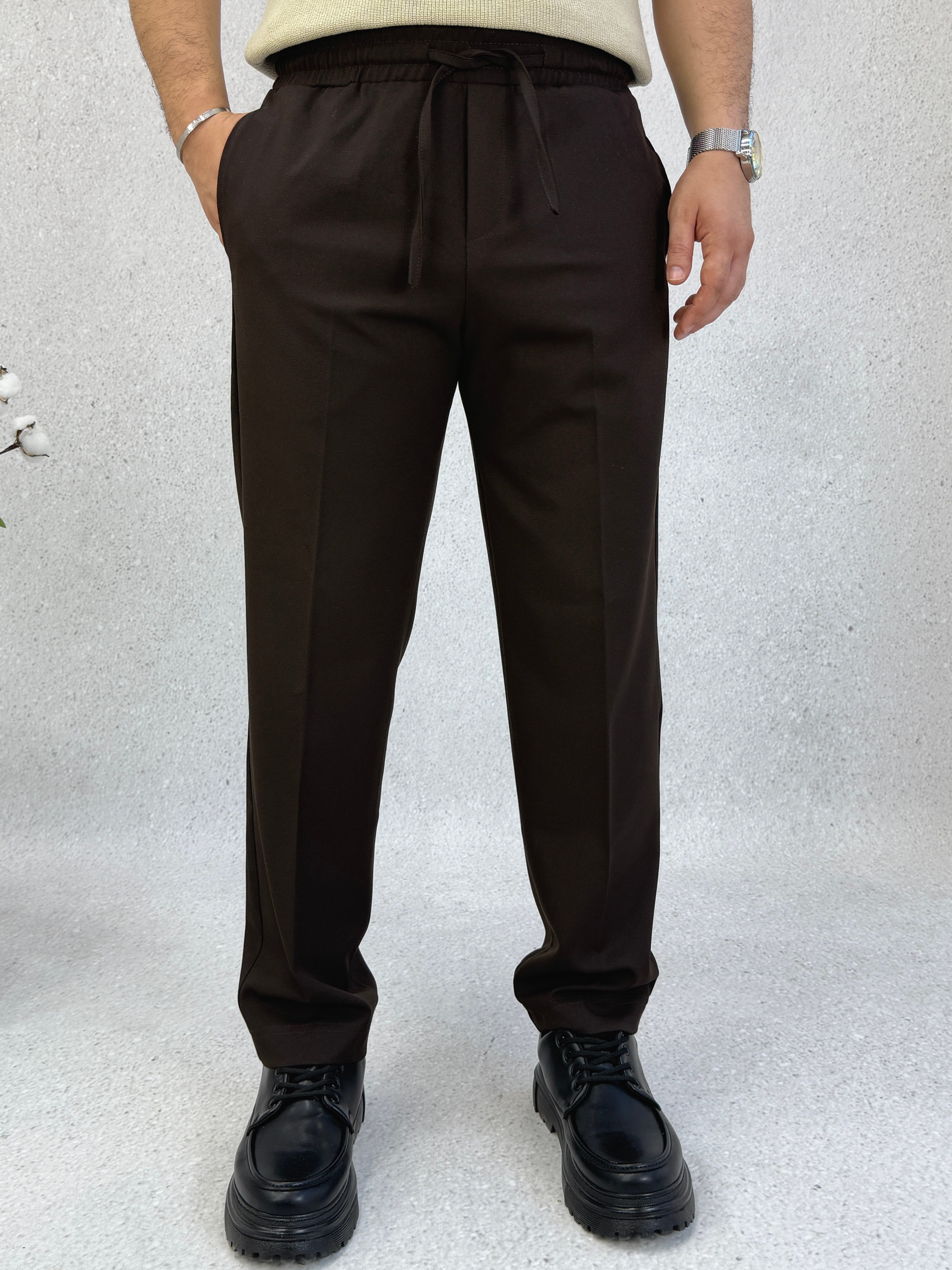 Acı Kahve Lastik Bel Regular Pantolon P0037