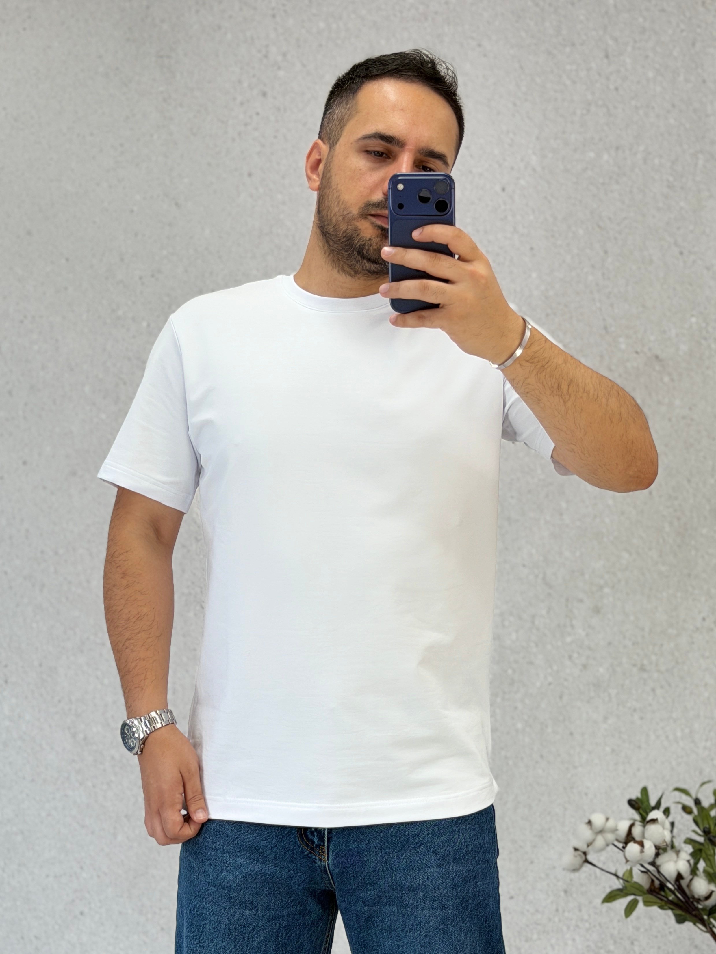Clas Bisiklet Yaka Beyaz T-shirt T0031