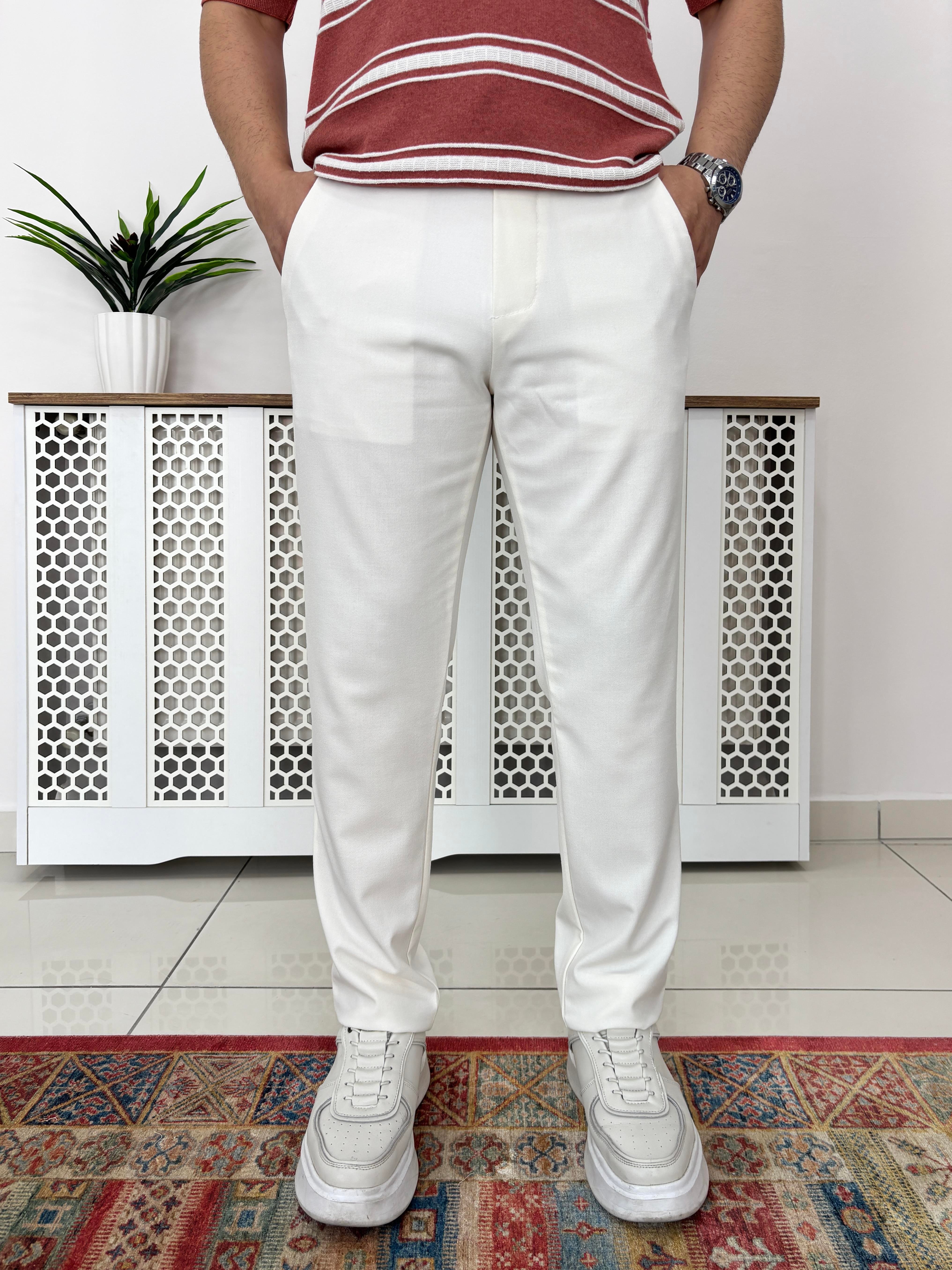Ekru Regular Kalıp Lastik Bel Pantolon P0023