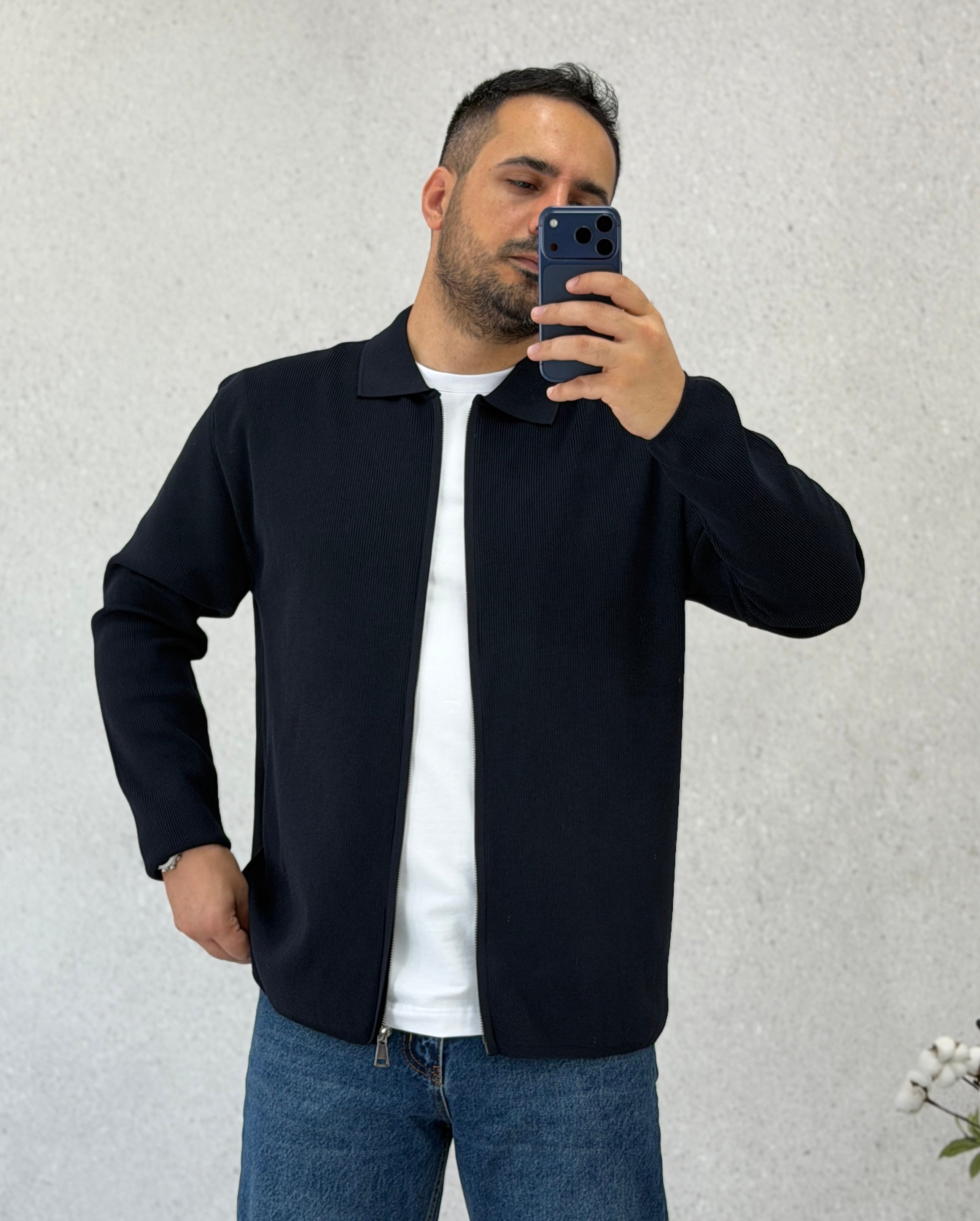 Fermuarlı Lacivert Hırka K0026