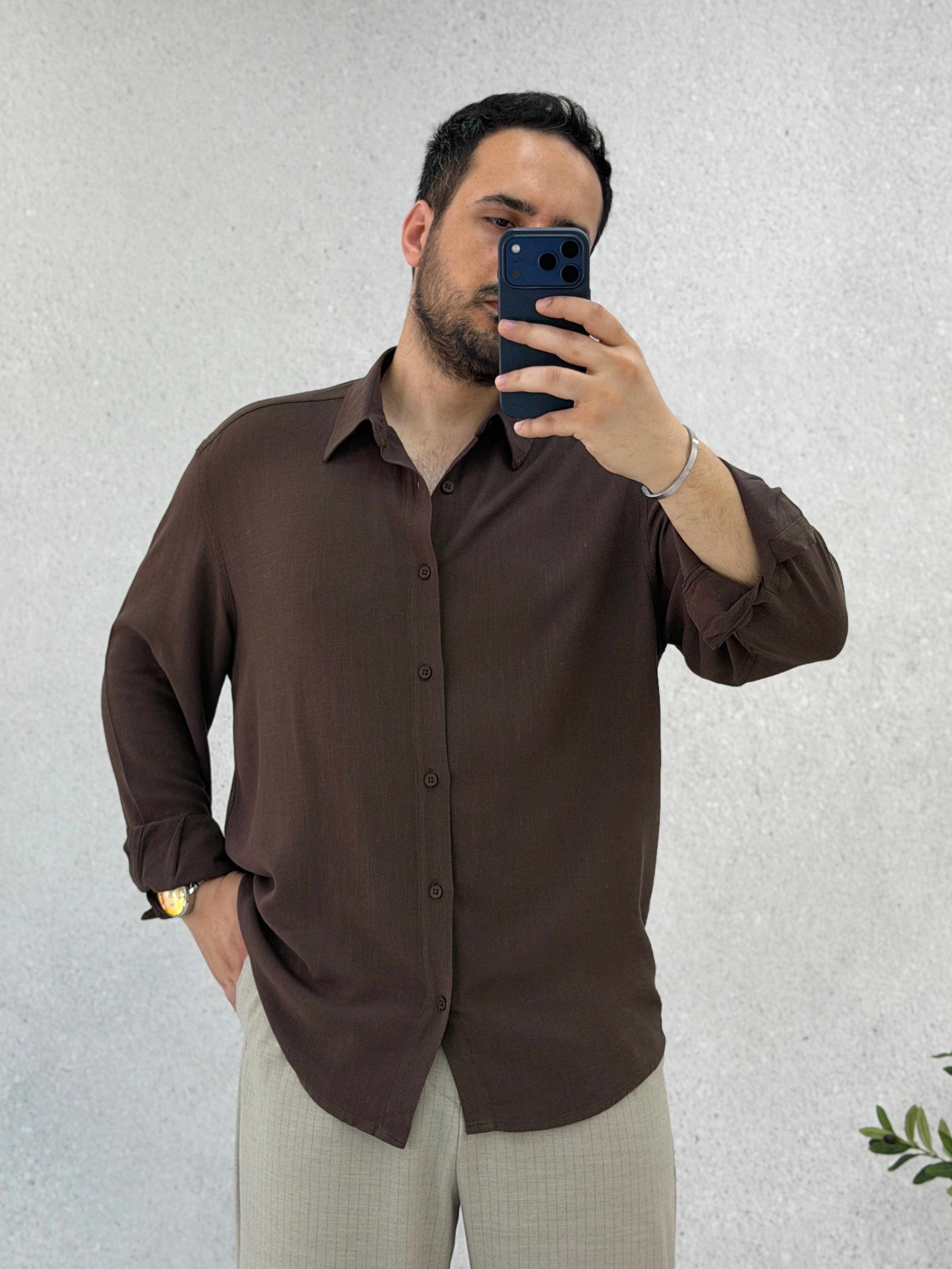 Kahverengi Oversize Salaş Gömlek G0046