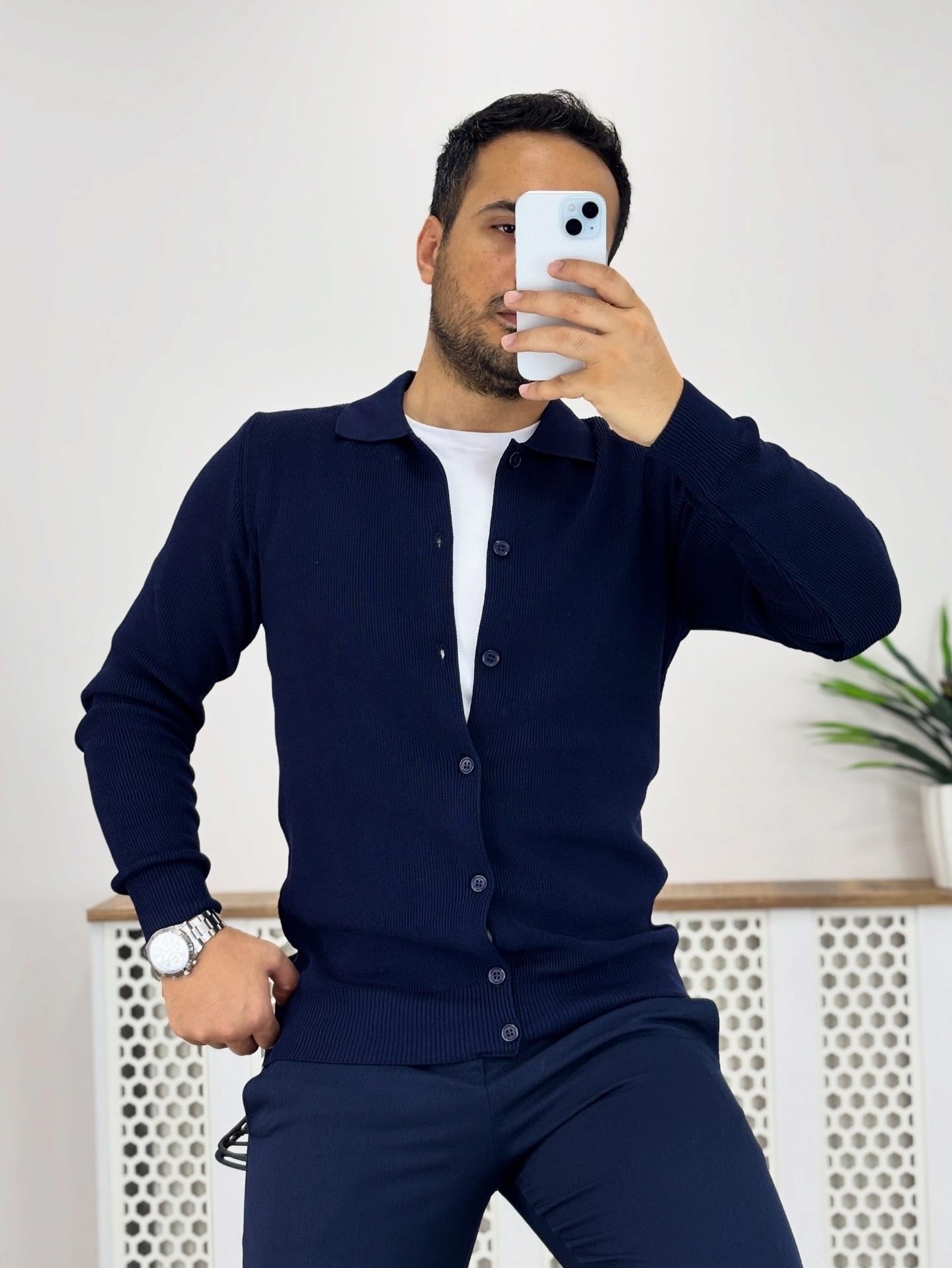Lacivert Önü Düğmeli Model Hırka K0001