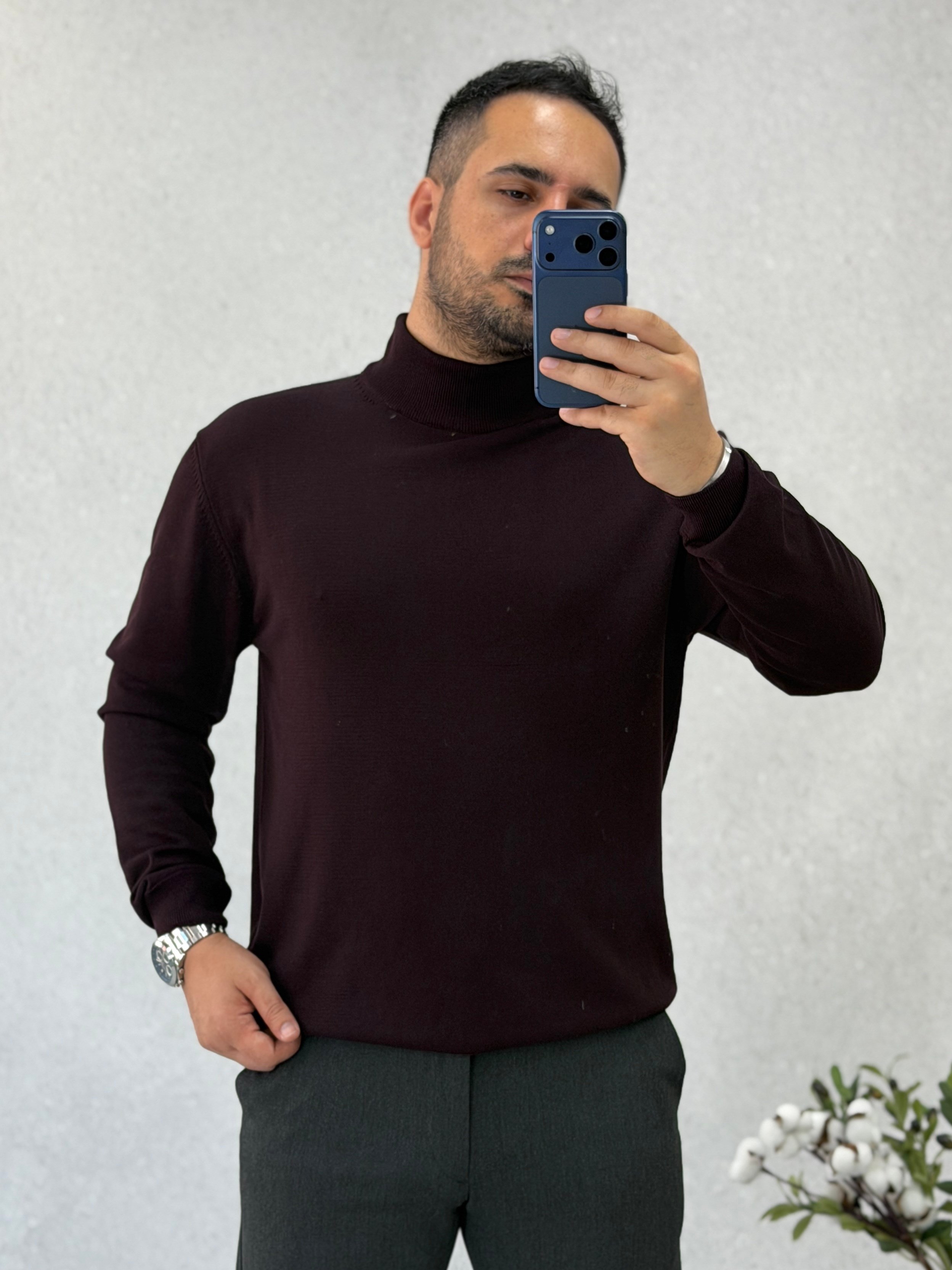 Yarım Balıkçı Yaka Mürdüm Triko K0025