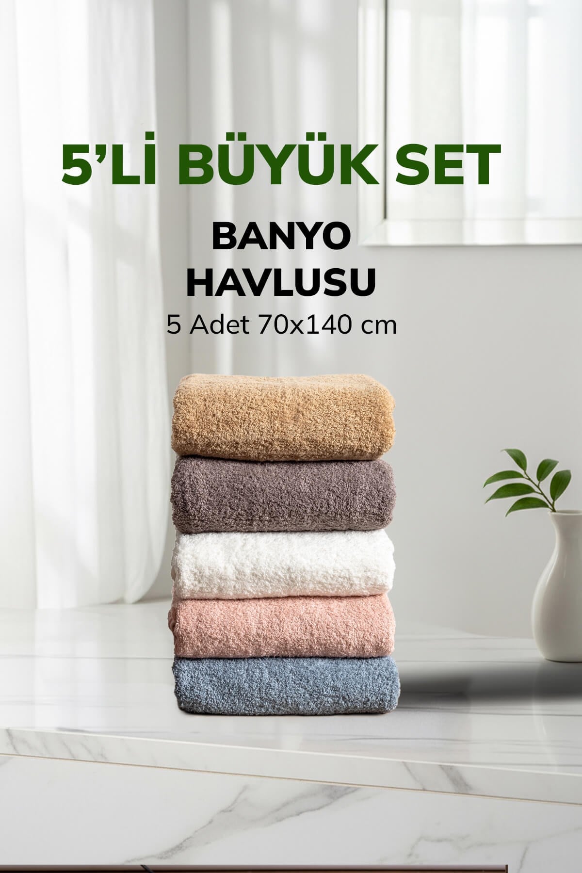 5 li Kareli Renkli HavluTakımı Yumuşak Pamuk Banyo Havlu Seti 70x140 cm
