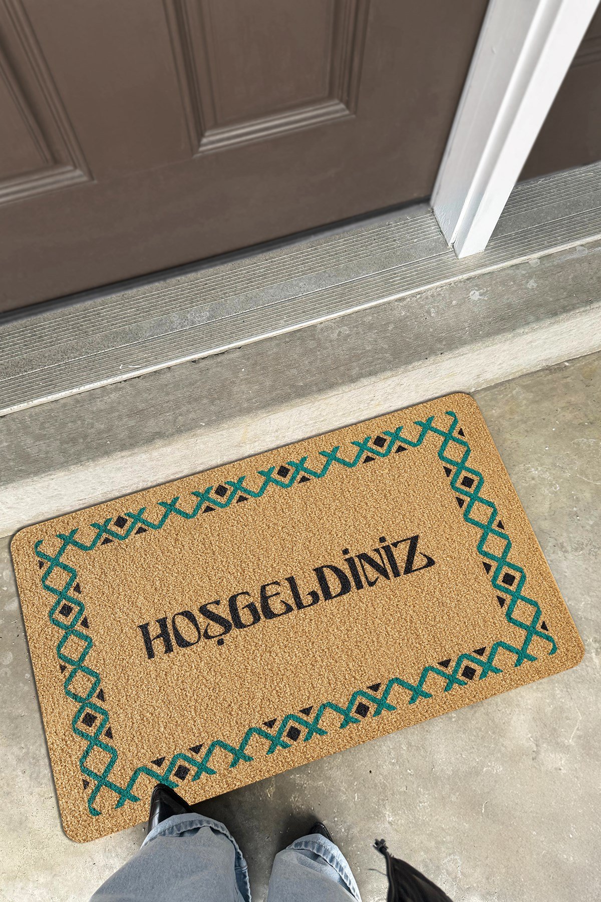 Coco Entry PS025A Renkli Hoşgeldiniz Kalın Kaymaz Taban Halı Paspas