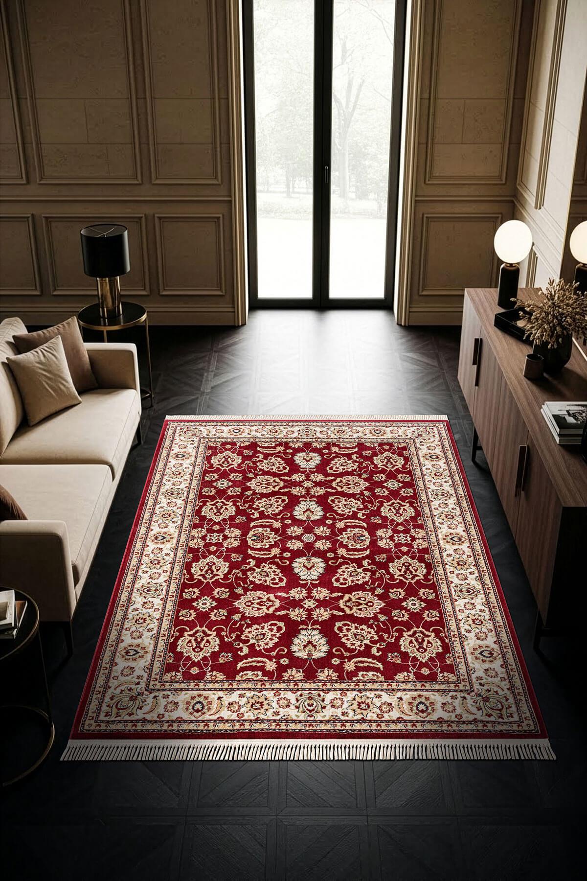 Cotto Home Fesane FN002J Bordo Pamuk Taban Klasik Halı