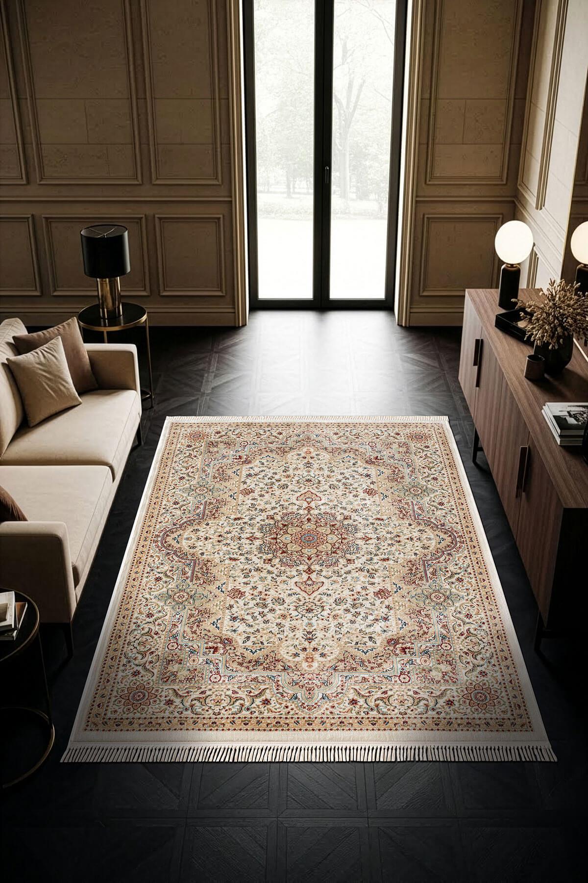 Cotto Home Fesane FN004B Renkli Pamuk Taban Etnik Desenli