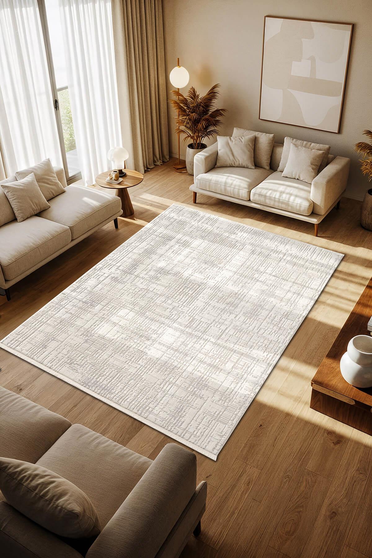 Cotto Motto TT004A Krem Halı Modern Desen Pamuk Taban