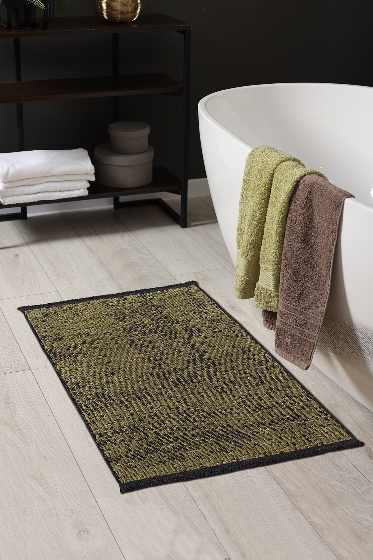 Rothi Pamuklu Kaymaz Taban Yeşil Banyo Paspası 60x100