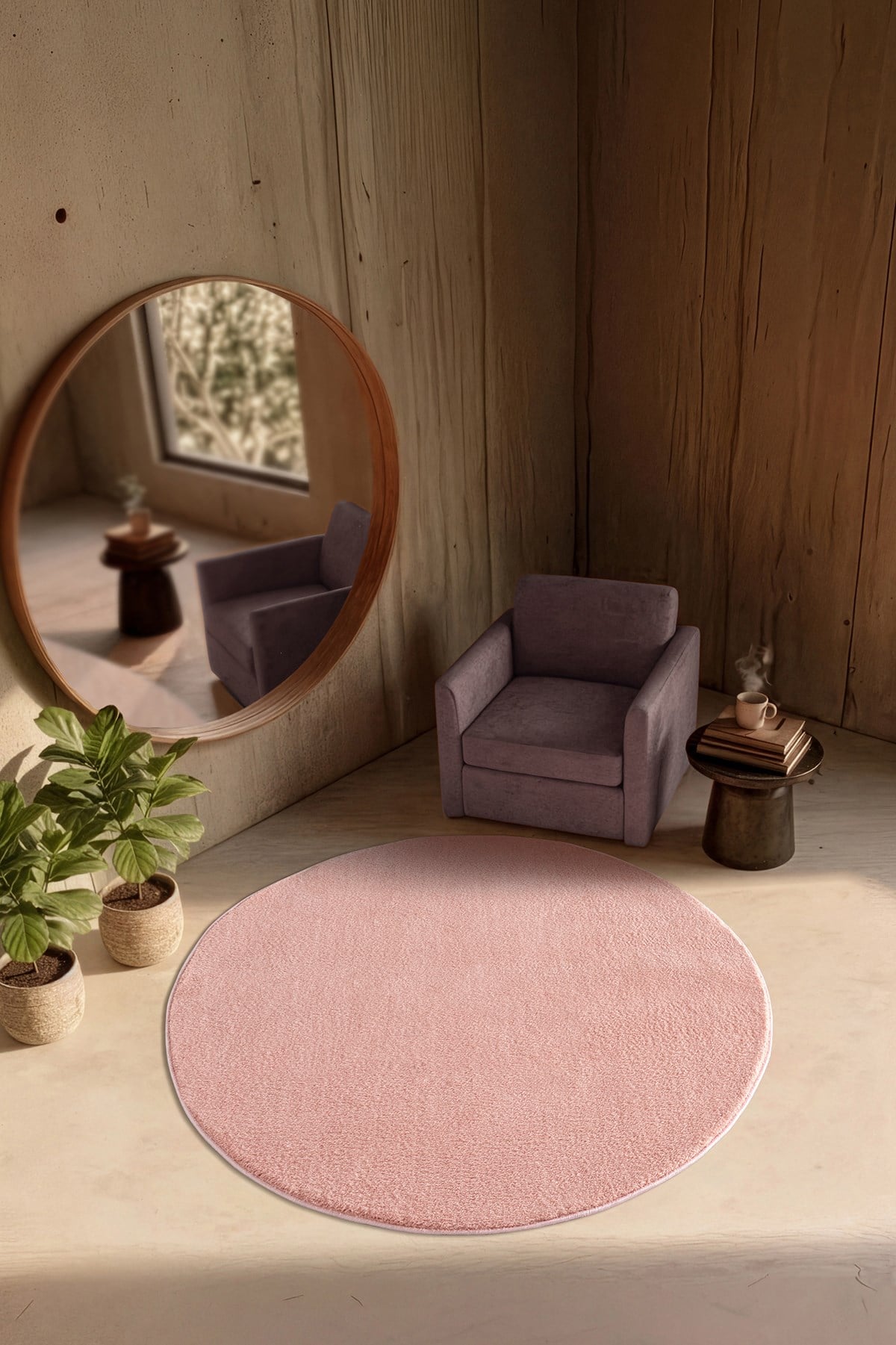 Softy Pudra Yıkanabilir Kaymaz Taban Yuvarlak Halı Yumuşak Dokulu Mutfak Koridor Salon Halısı
