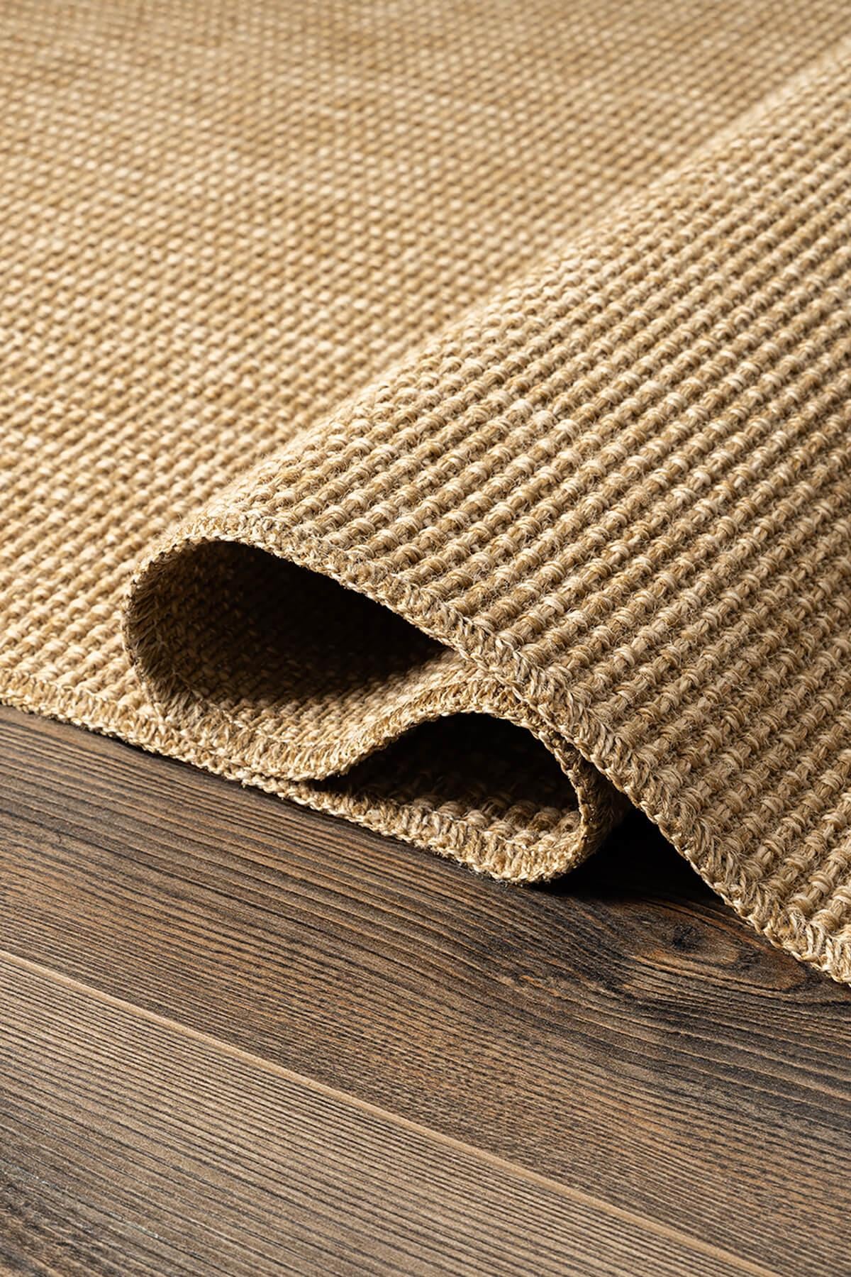 Tiora TI001A Bej Jüt Halı Naturel Sisal Örme Hasır Modern Yıkanabilir