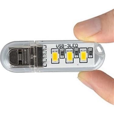 Taşınabilir Mini Usb Led Lamba 3 Led Beyaz 5730 Smd Kamp Stick Led