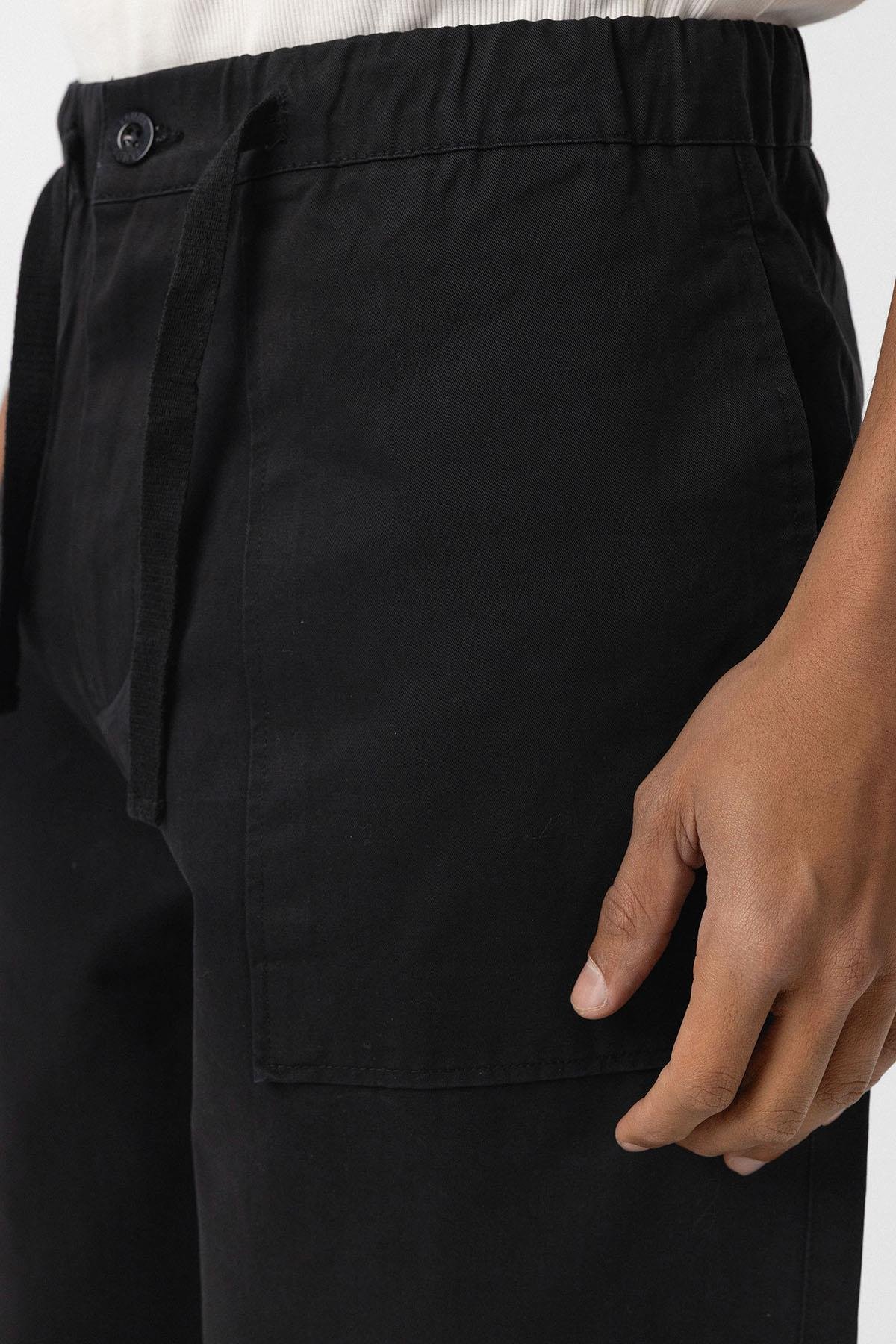 Baggy Fit Gabardin Pantolon Siyah