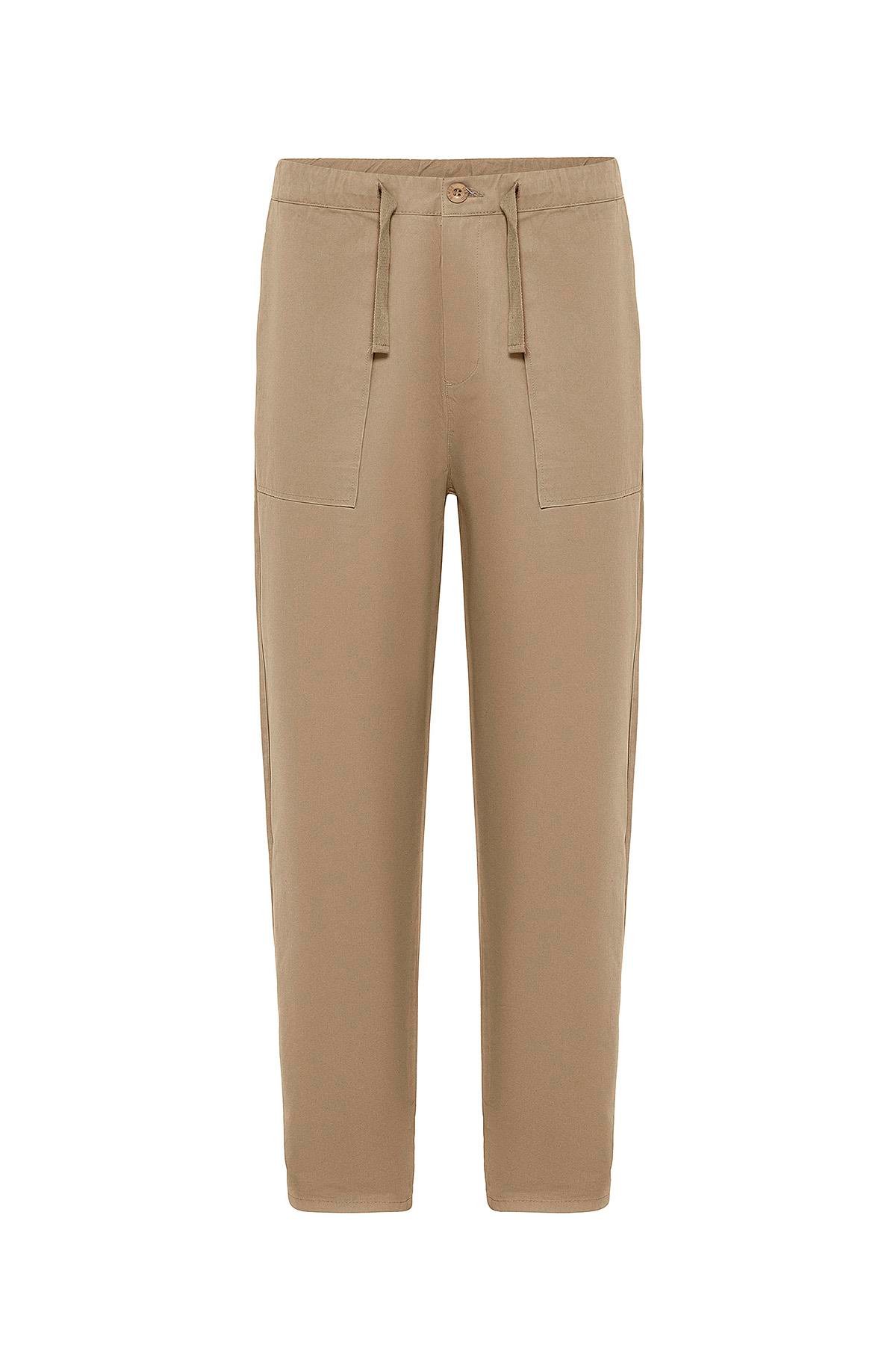 Baggy Fit Gabardin Pantolon Taba