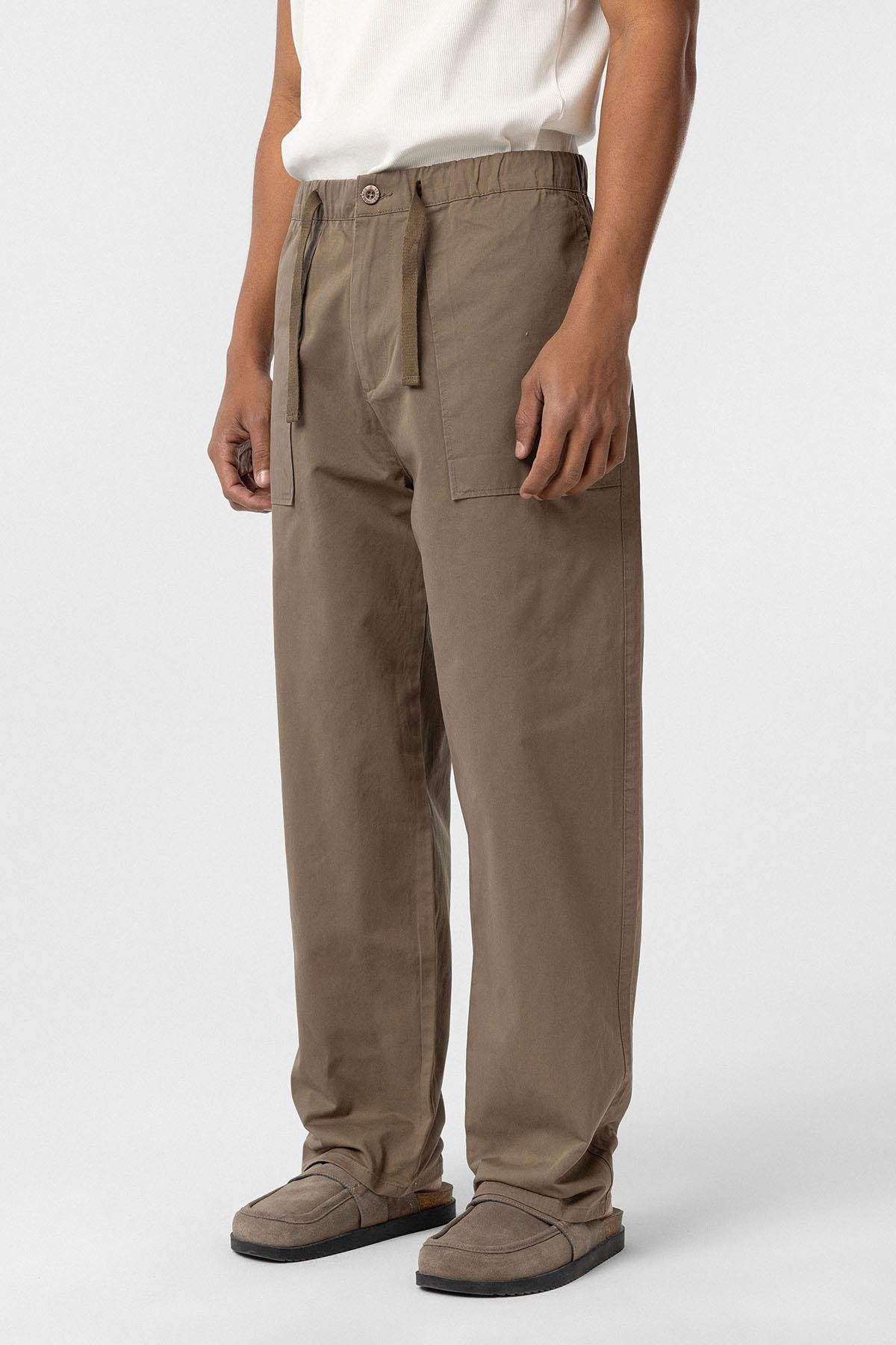 Baggy Fit Gabardin Pantolon Vizon