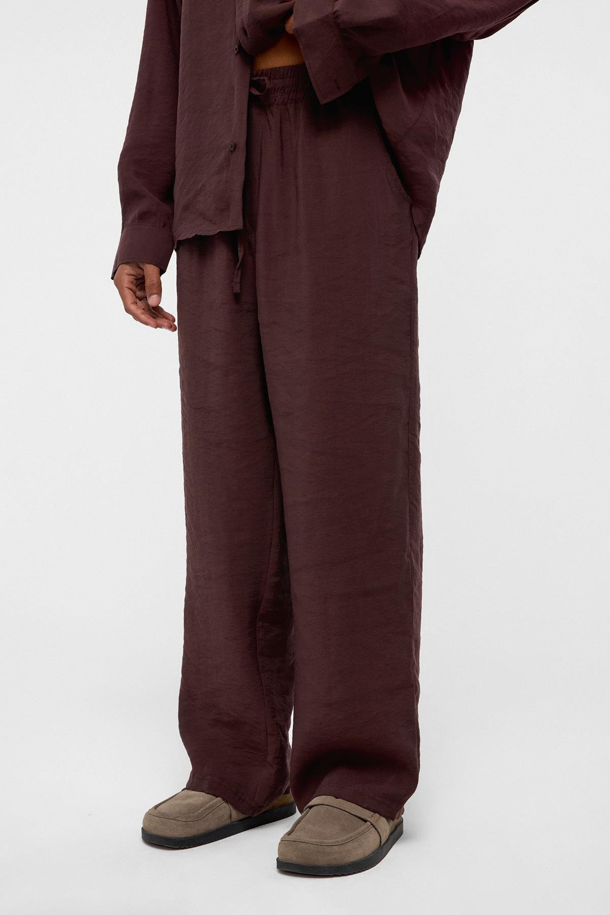 Baggy Fit Modal Kumaş Pantolon Kahve