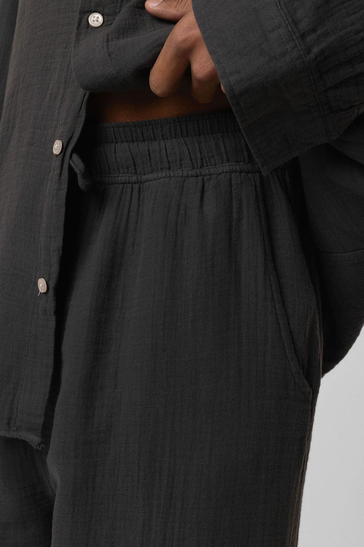 Baggy Fit Müslin Keten Pantolon Antrasit