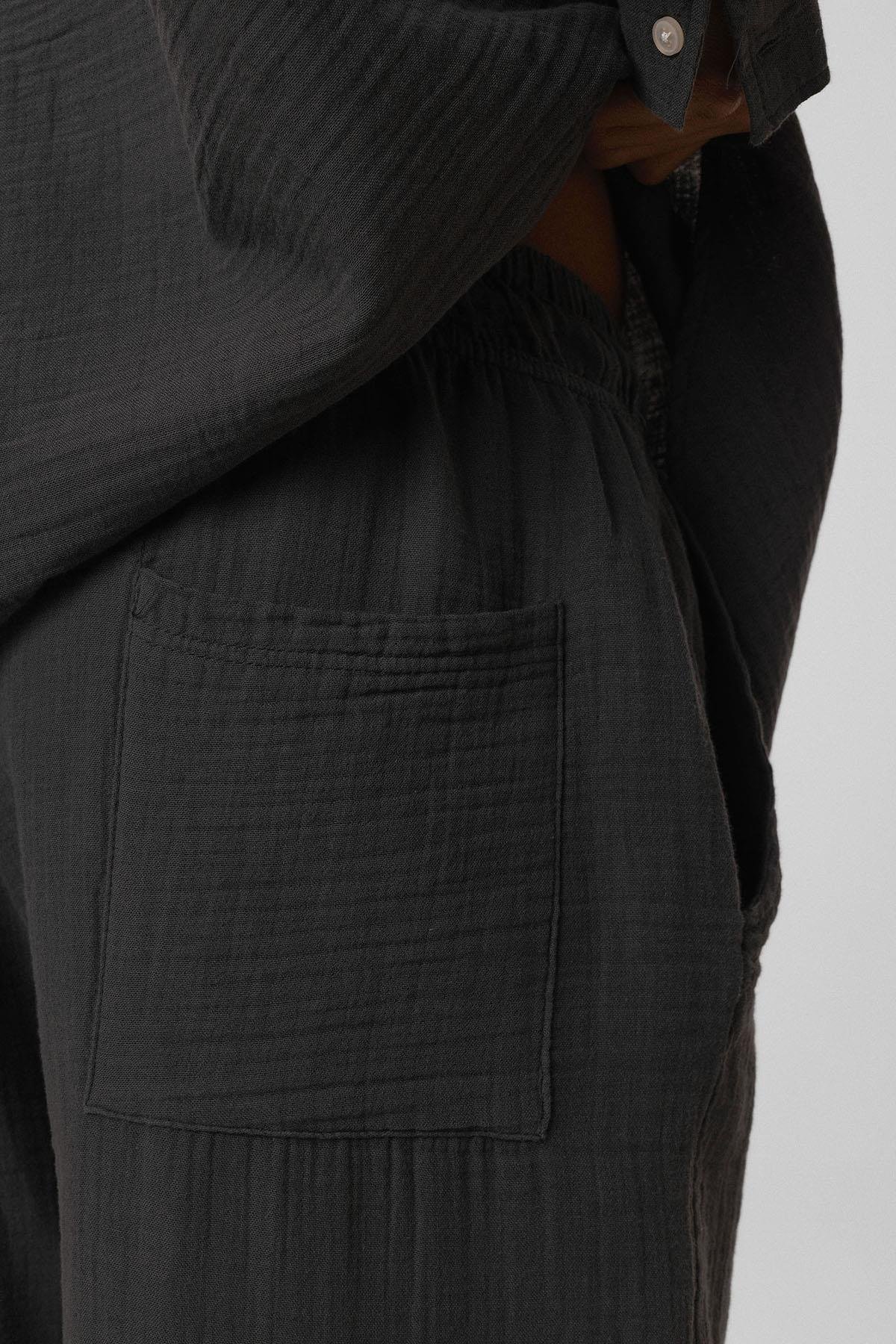 Baggy Fit Müslin Keten Pantolon Antrasit