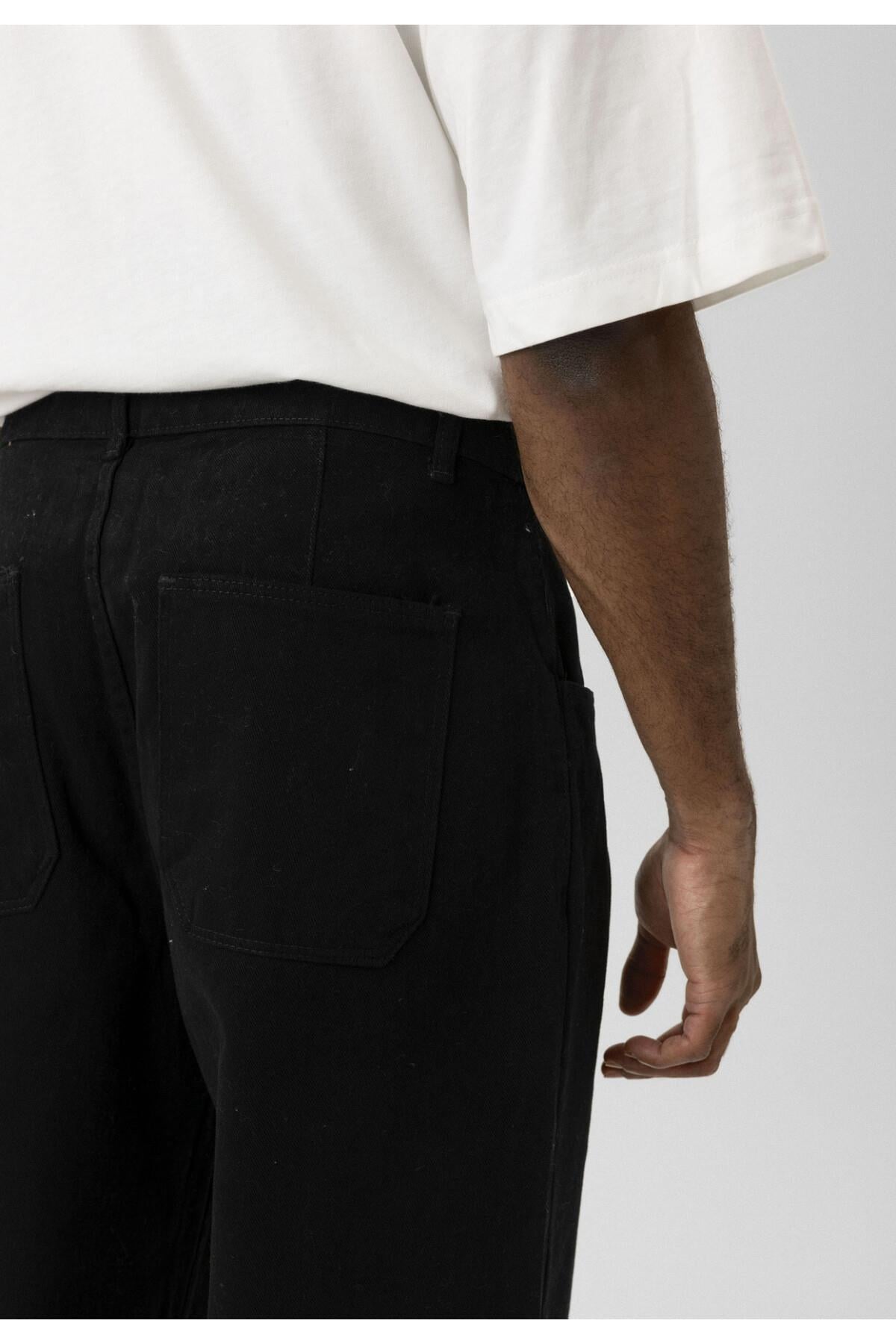 Balloon Fit Gabardin Pantolon Siyah