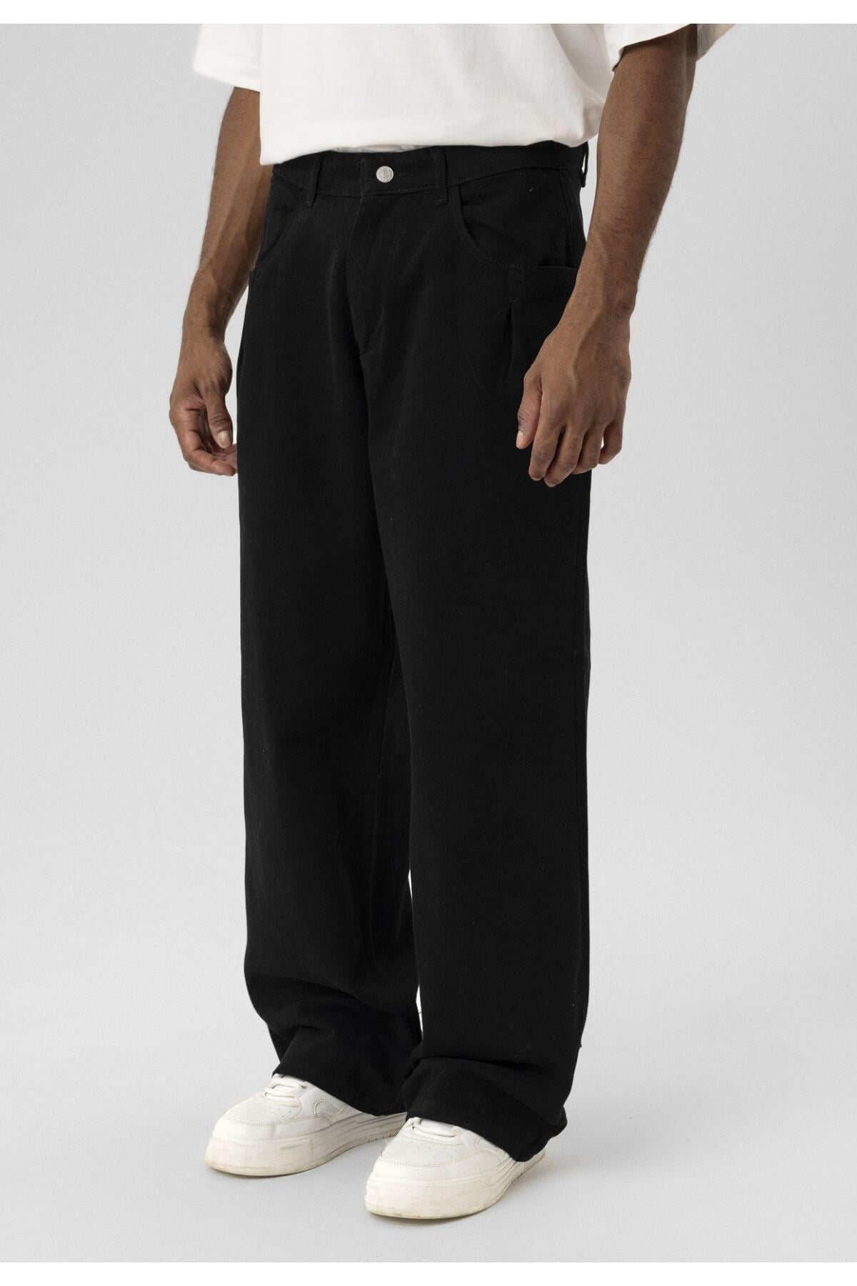 Balloon Fit Gabardin Pantolon Siyah
