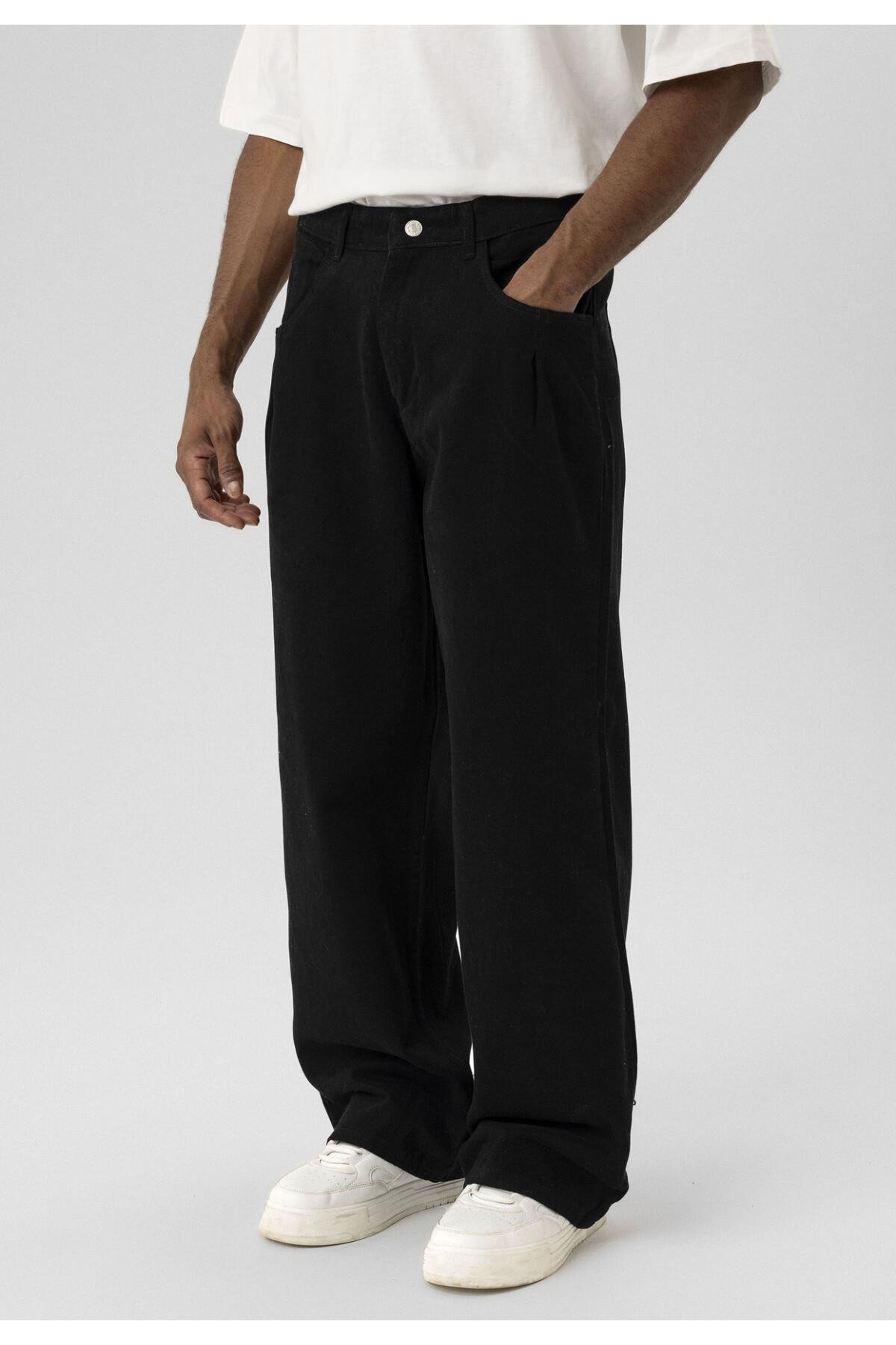 Balloon Fit Gabardin Pantolon Siyah