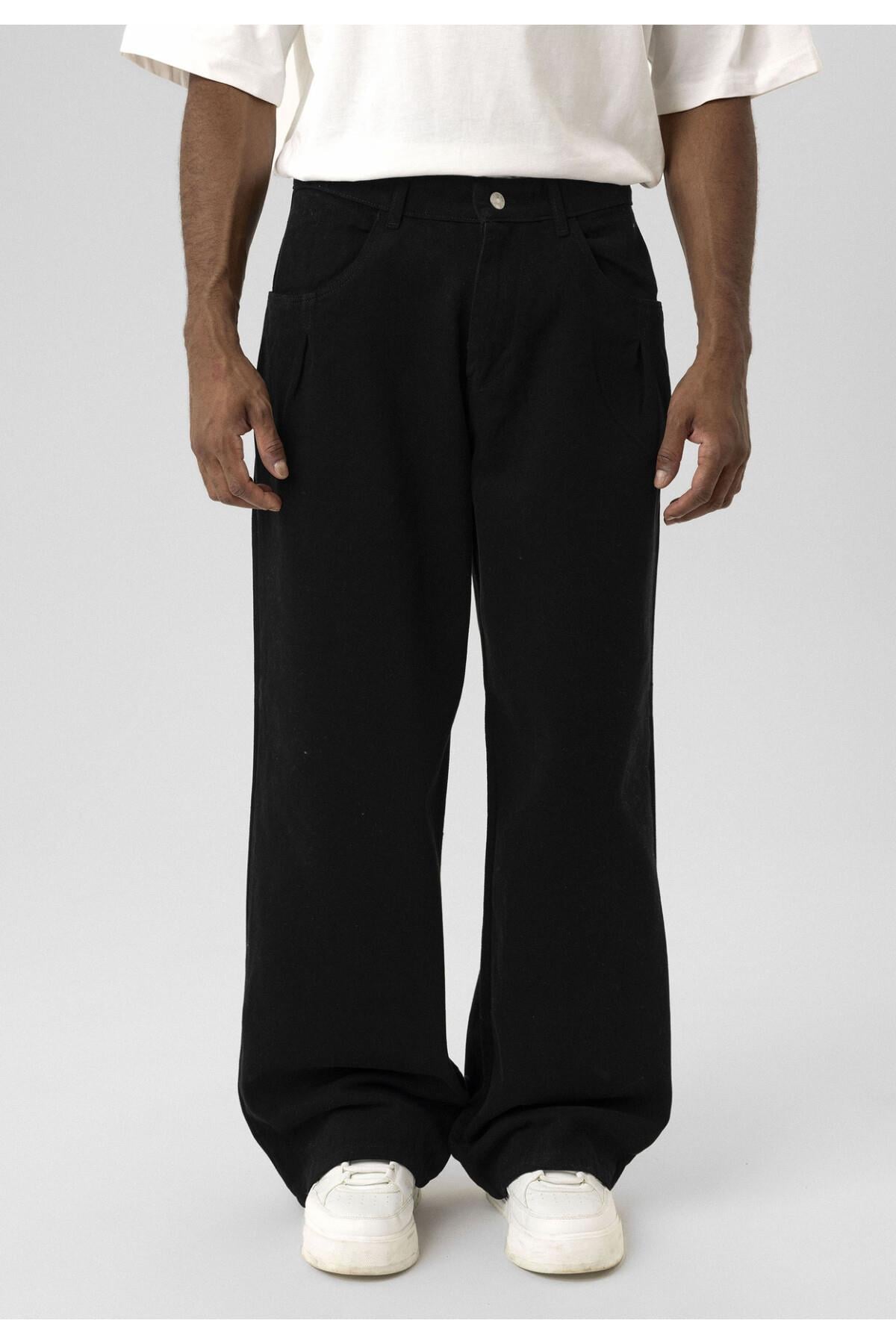 Balloon Fit Gabardin Pantolon Siyah