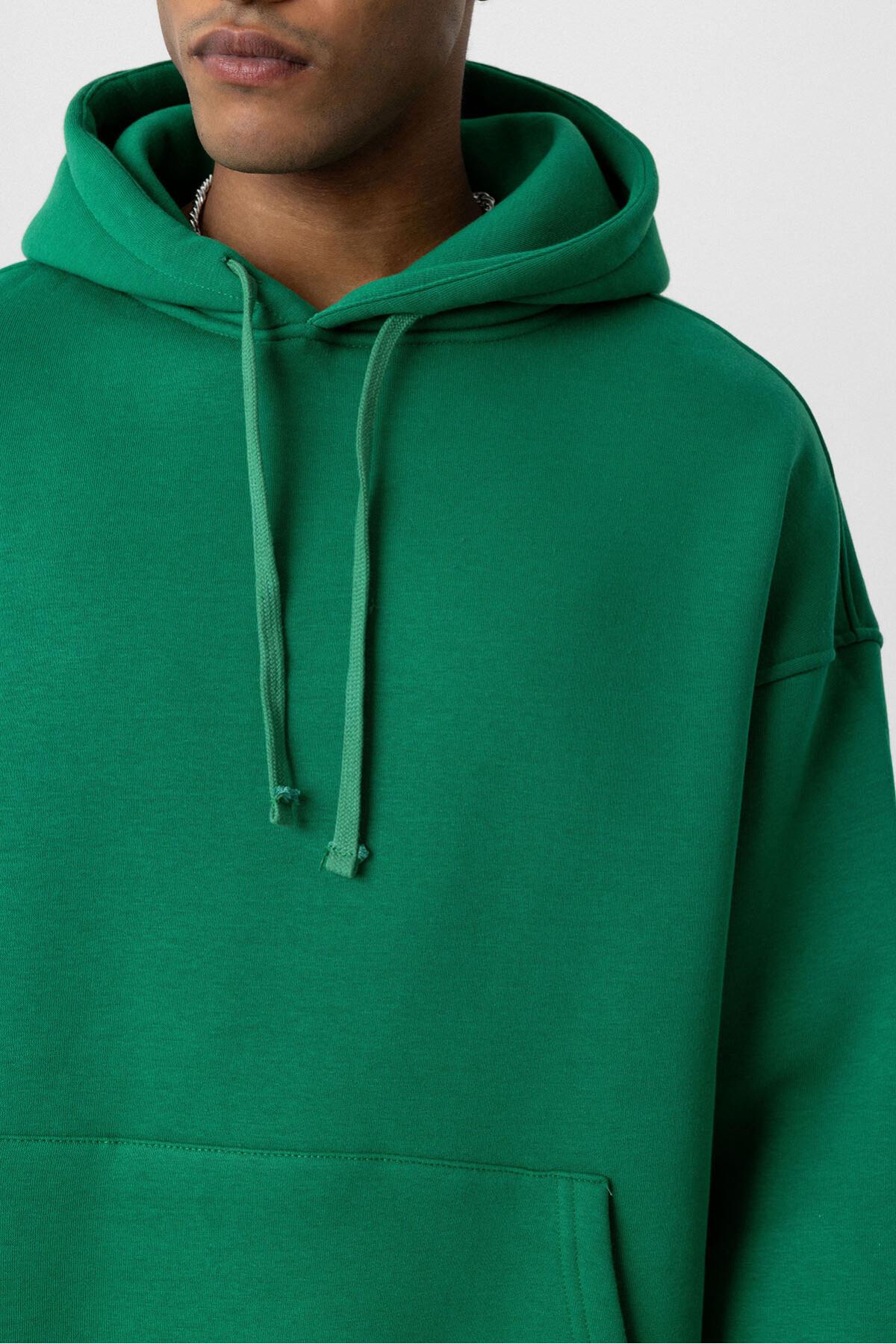 Basıc Oversize Kapüşonlu Cep Detaylı Sweatshirt Benetton