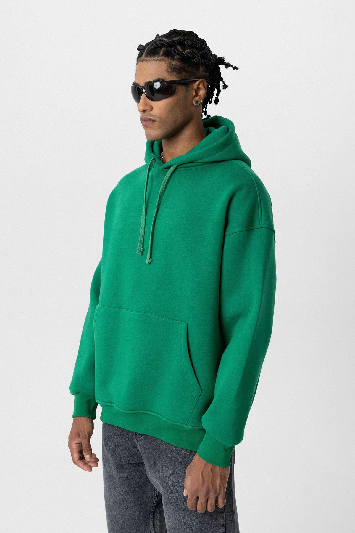 Basıc Oversize Kapüşonlu Cep Detaylı Sweatshirt Benetton