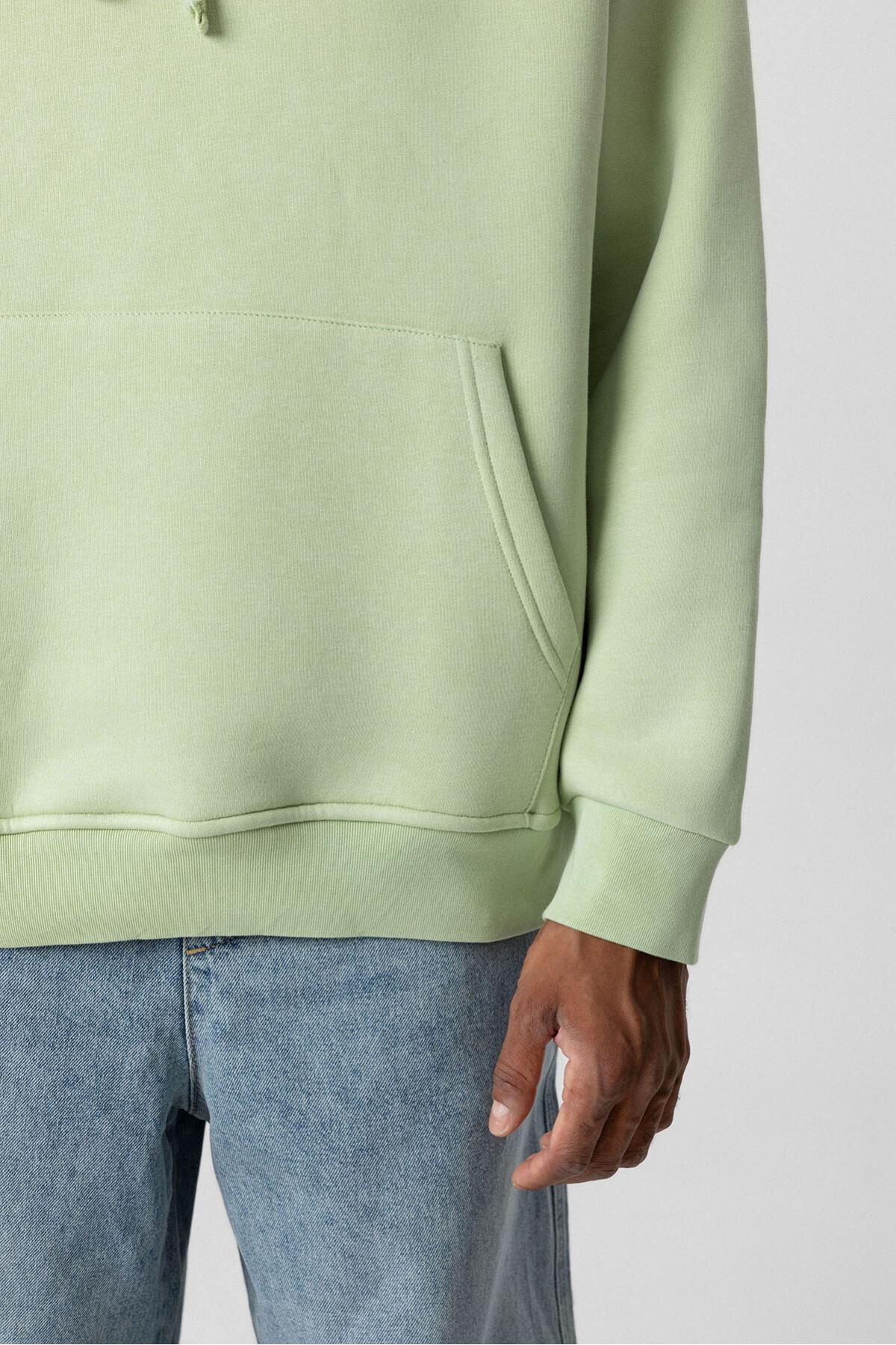 Basıc Oversize Kapüşonlu Cep Detaylı Sweatshirt Mint