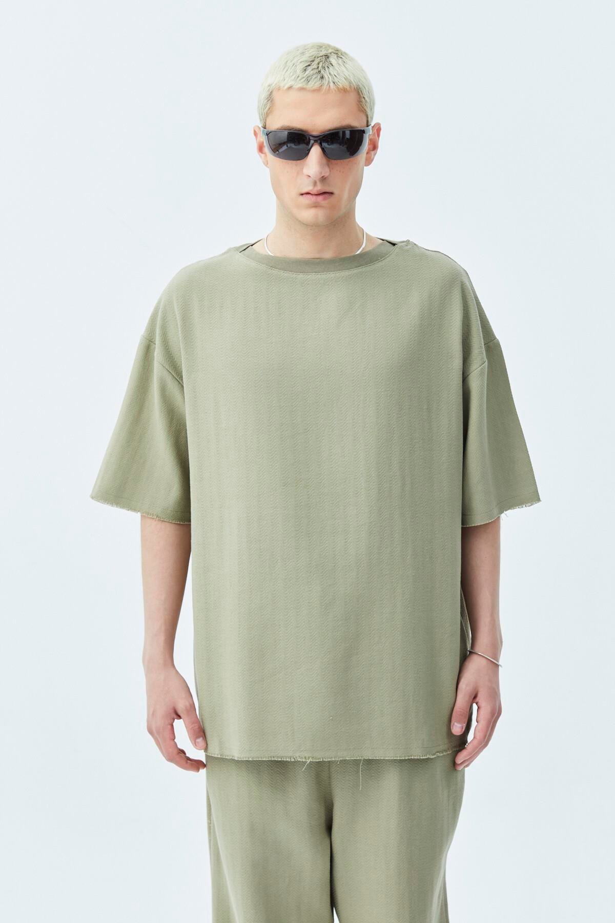 Basıc Oversize Keten Takım Haki